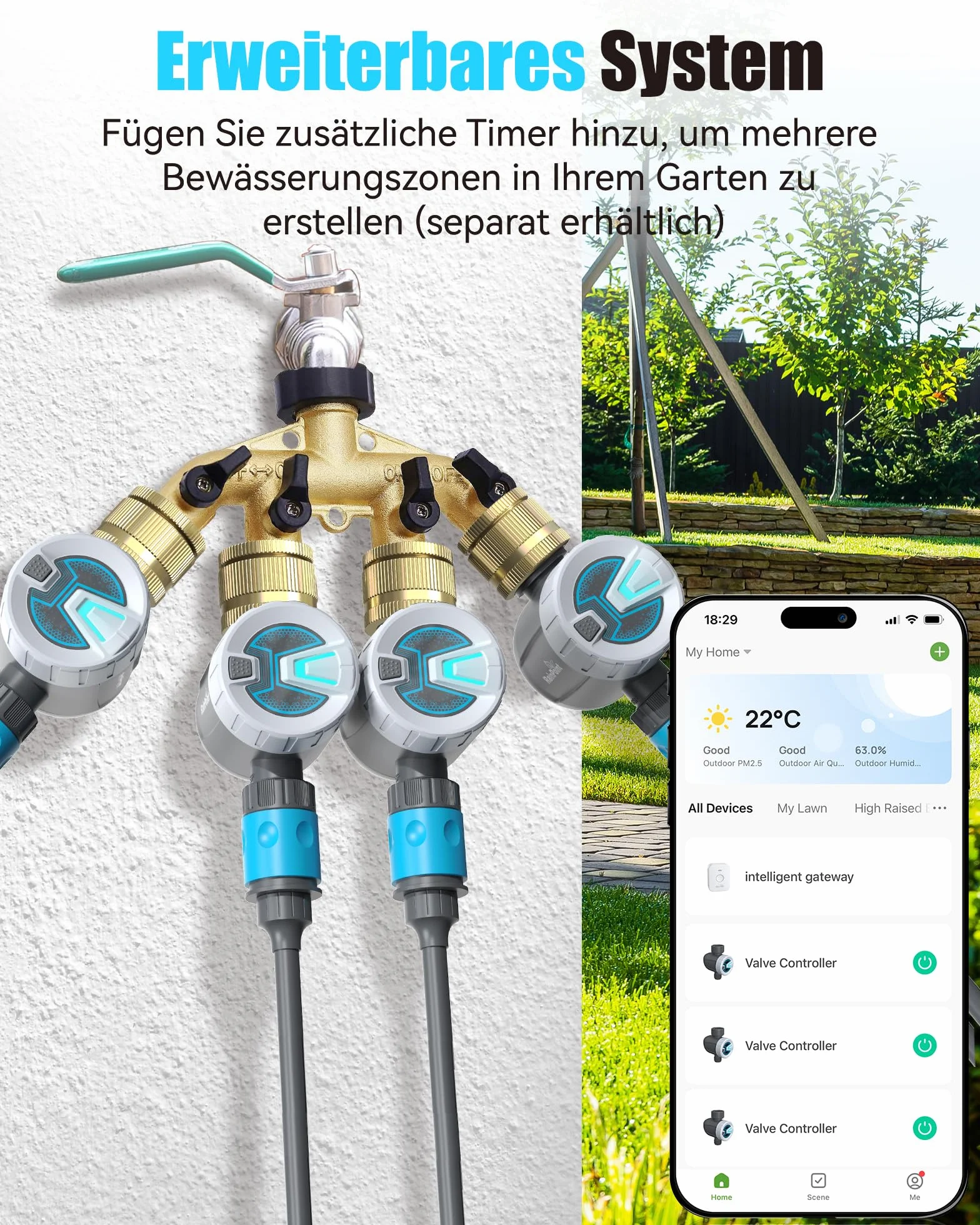 RAINPOINT Programmateur Arrosage Bluetooth Entrée Laiton Minuteur Automatique Jardin Pelouse