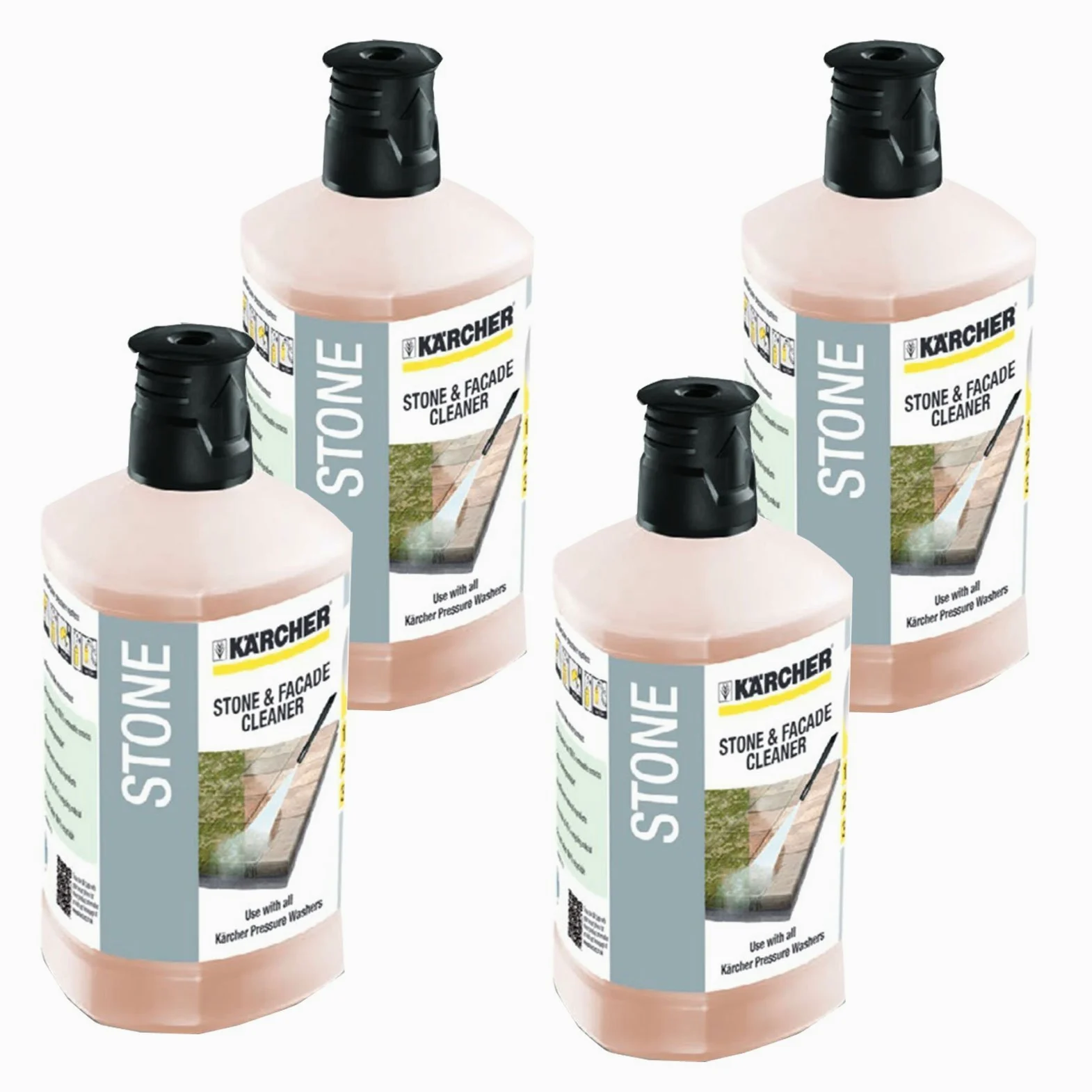 Karcher Nettoyant Pierre Façade 3 en 1 Bouteille de détergent Nettoyeur Haute Pression K2 K4 K5 K7 1 Litre X 4