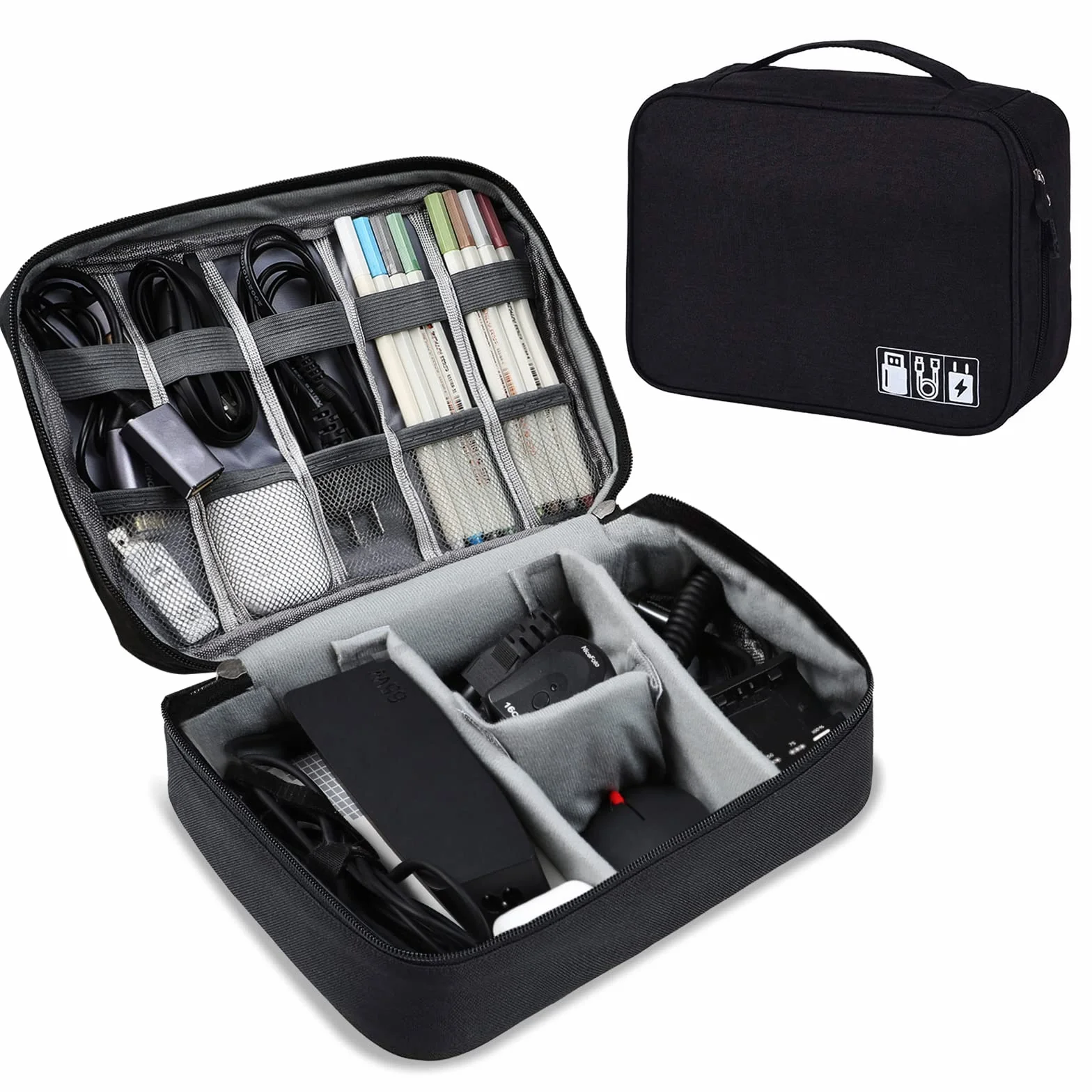 AiQInu Sac Câble Multifonctionnel Voyage Universel Électronique Cable Management pour Tablette Disque Dur Externe Chargeur Adaptateurs