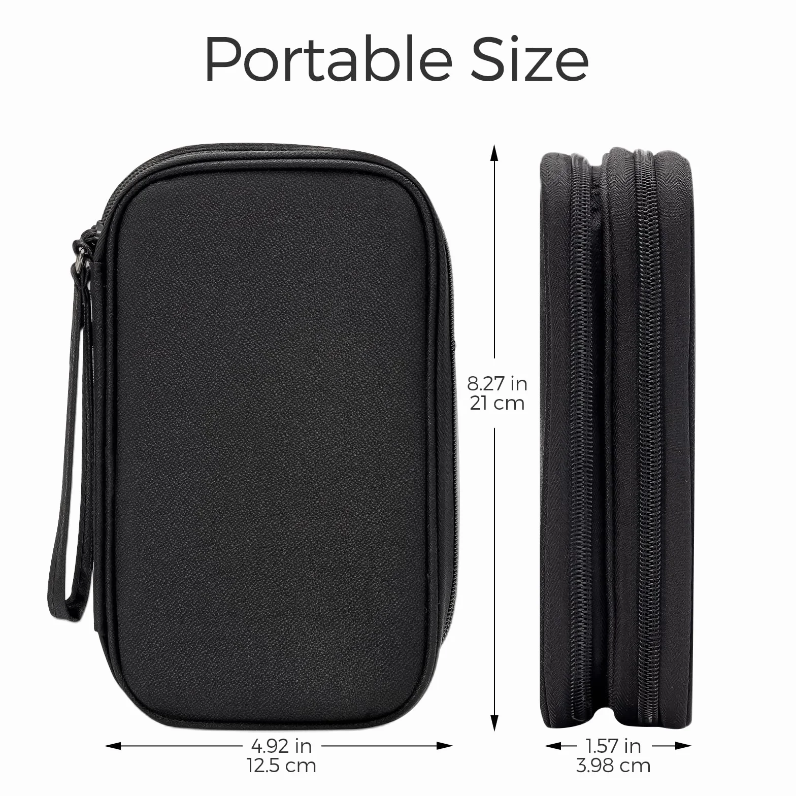 ProCase Pochette pour Chargeur et Câbles, Sac de Voyage Électronique Rigide, Trousse Organisateur pour Téléphone, Boîte Rangement pour Clé USB, Disque Dur Externe – Noir