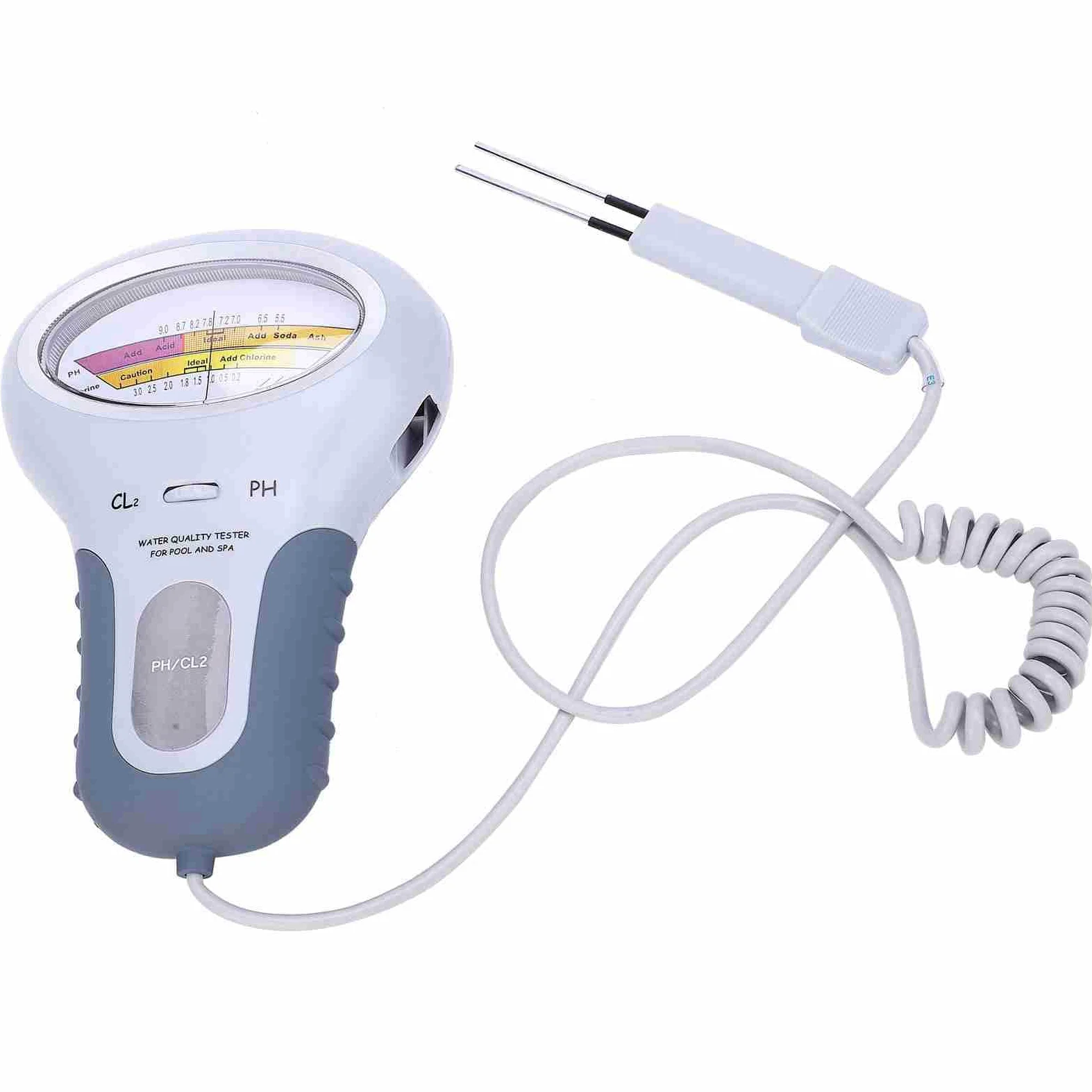 SEAFRONT Testeur PH Piscine Electronique Mesure PH et Chlore Analyseur Professionnel de Chlore et de PH PC-102B CL2 avec Analyseur de Qualité de l'eau à Sonde pour Piscine SPA