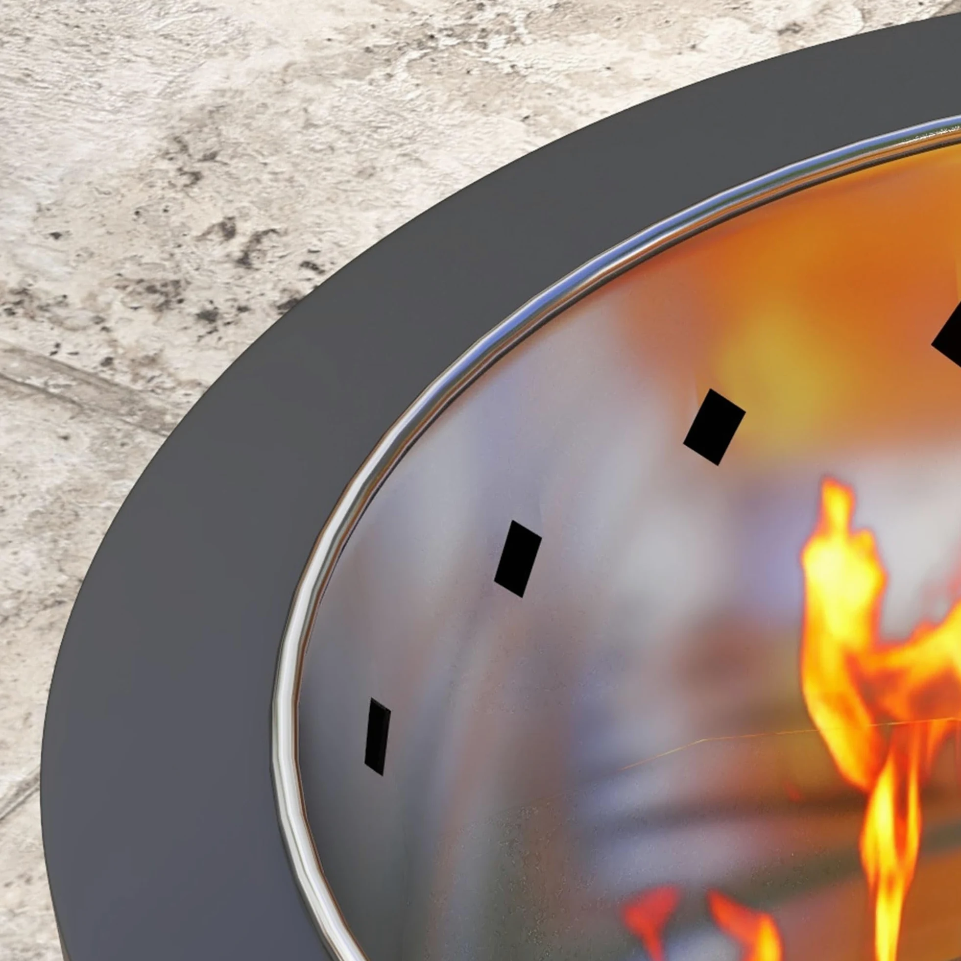 Outsunny Brasero sans fumée Rond Portable diamètre 45 cm Noir | foyer à bois extérieur, pot intérieur en acier inoxydable, tisonnier, poignées rainurées
