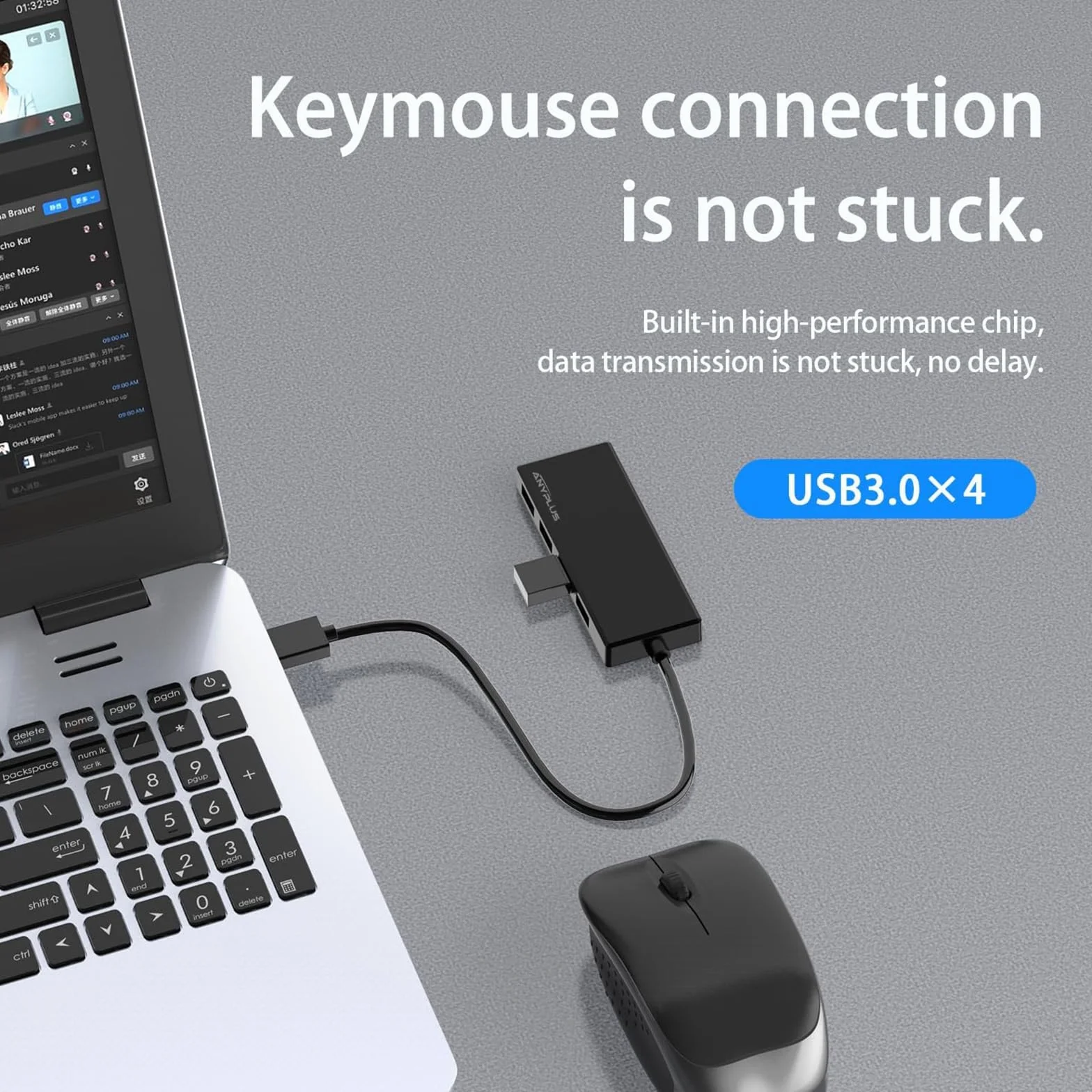 Hub USB 3.0 4 Ports Multiprise 5 Gbps Adaptateur pour Bureau Ordinateur Portable