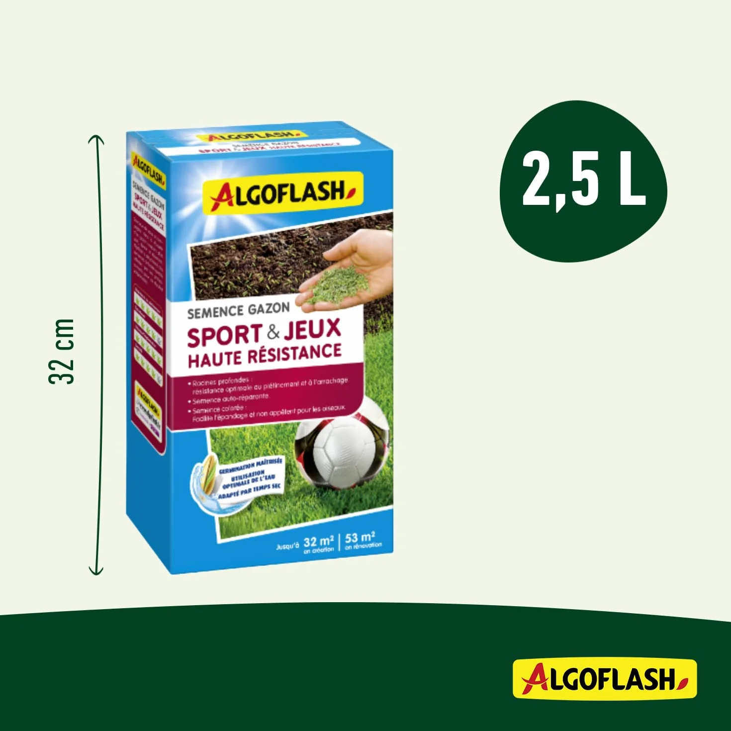 Algoflash Semence Gazon Sport & Jeux Haute Résistance 800 g