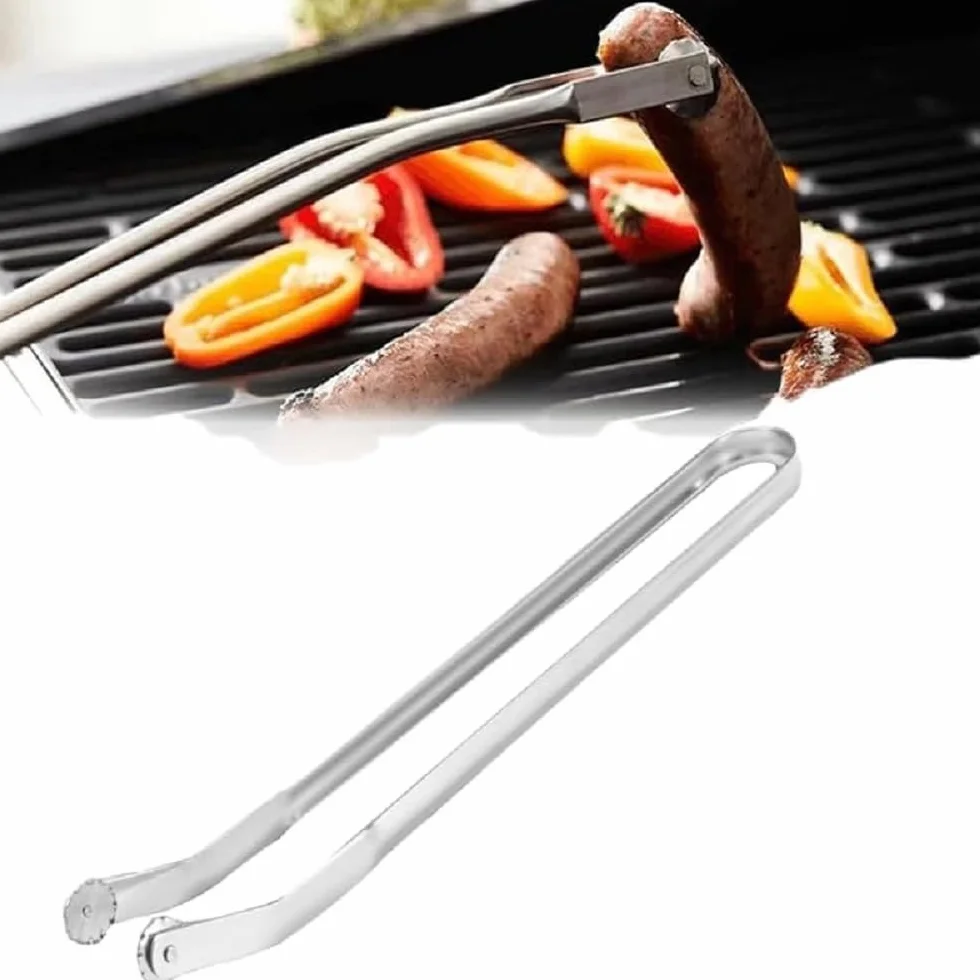 Pince à tourner les saucisses pour barbecue en acier inoxydable, pince à griller rotative
