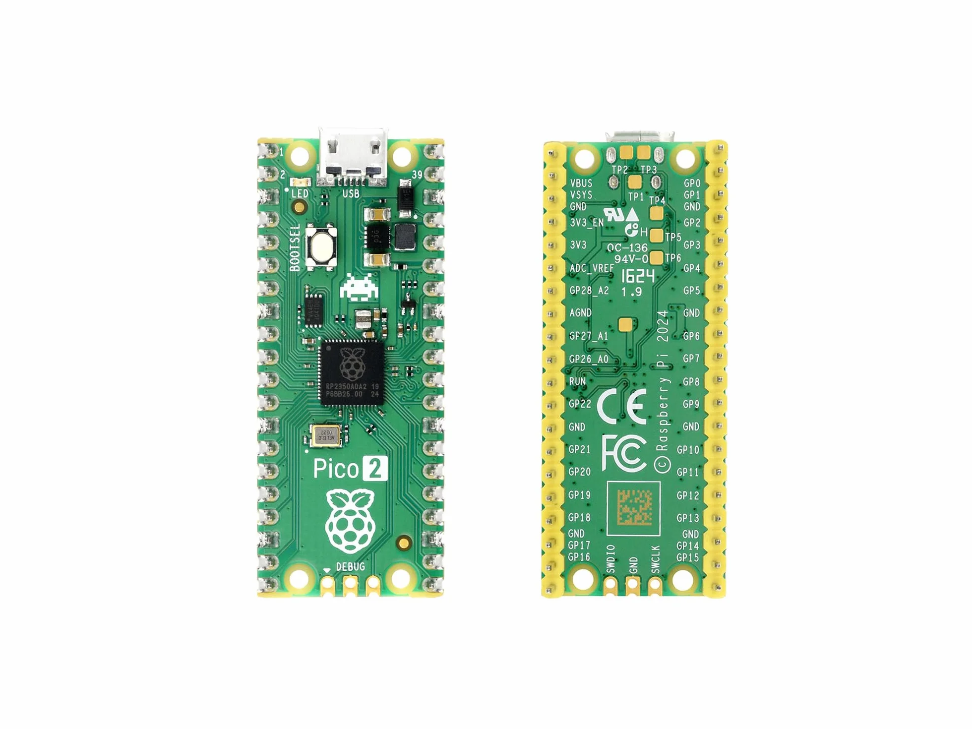 Raspberry Pi Pico 2 RP2350 Microcontroller Board Pre-Soldered with Header Dual-Core