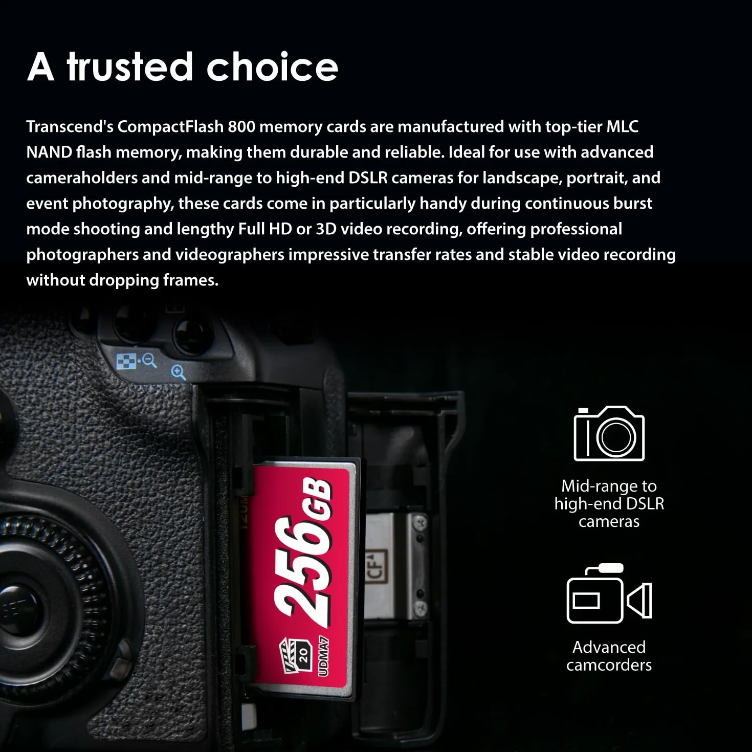 Transcend CF800 CompactFlash 32Go Carte mémoire 120/60 Mo/s Ultra DMA Mode 7