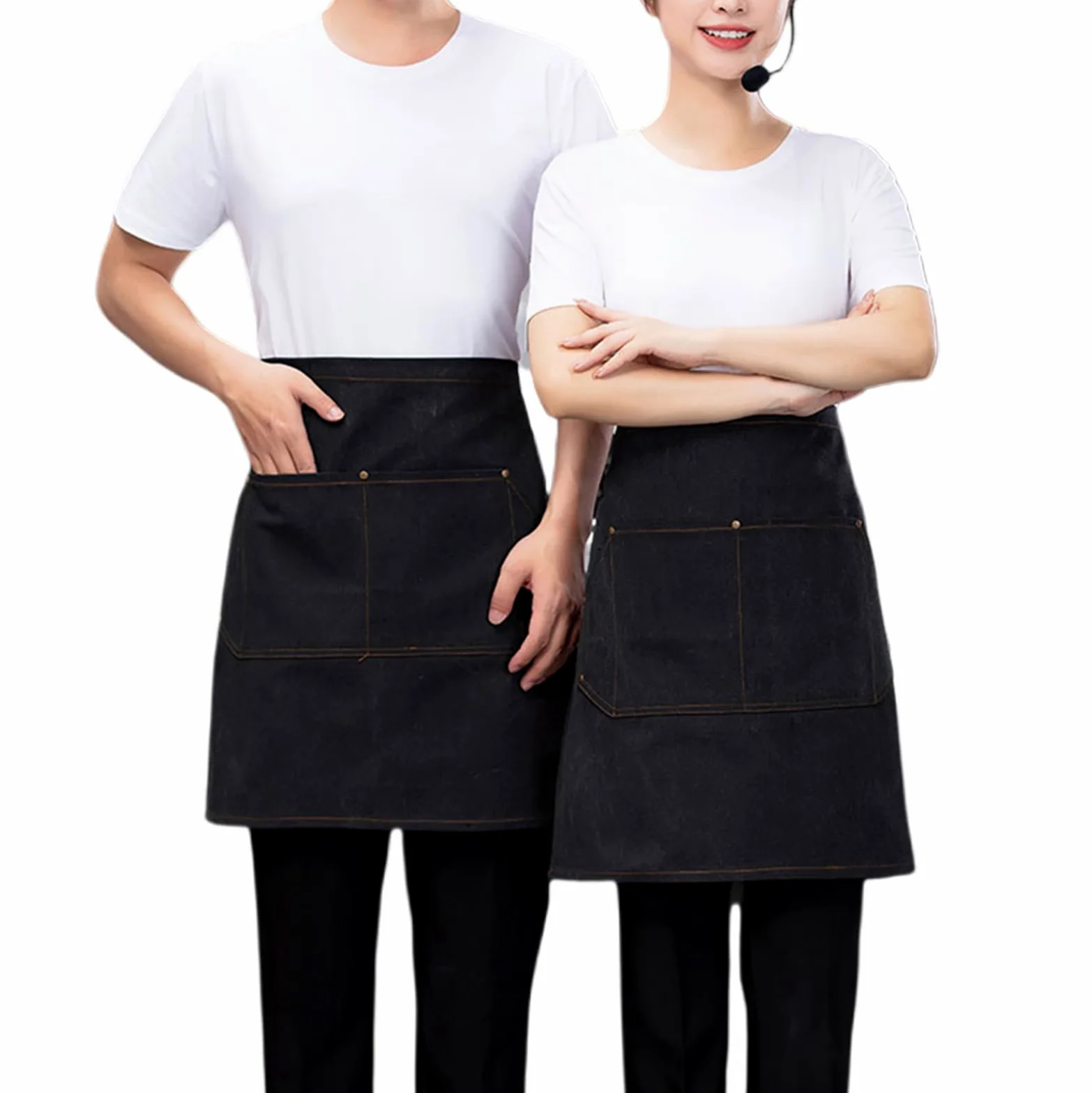Tabliers, 2 tabliers de chef en toile avec poches for cuisine et restaurant