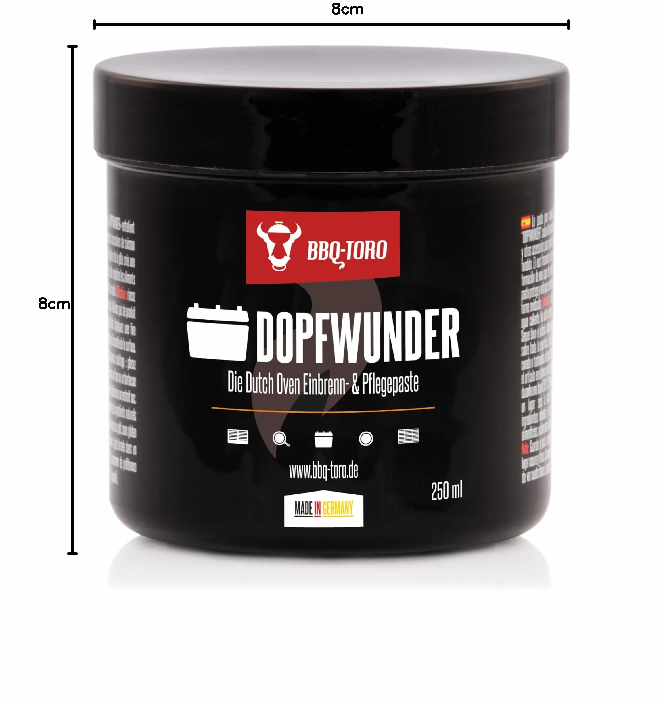 BBQ-Toro Set d'entretien Dutch Oven DOPFWUNDER 250 ml DOPFHELD 250 ml Huile entretien Gril Fonte