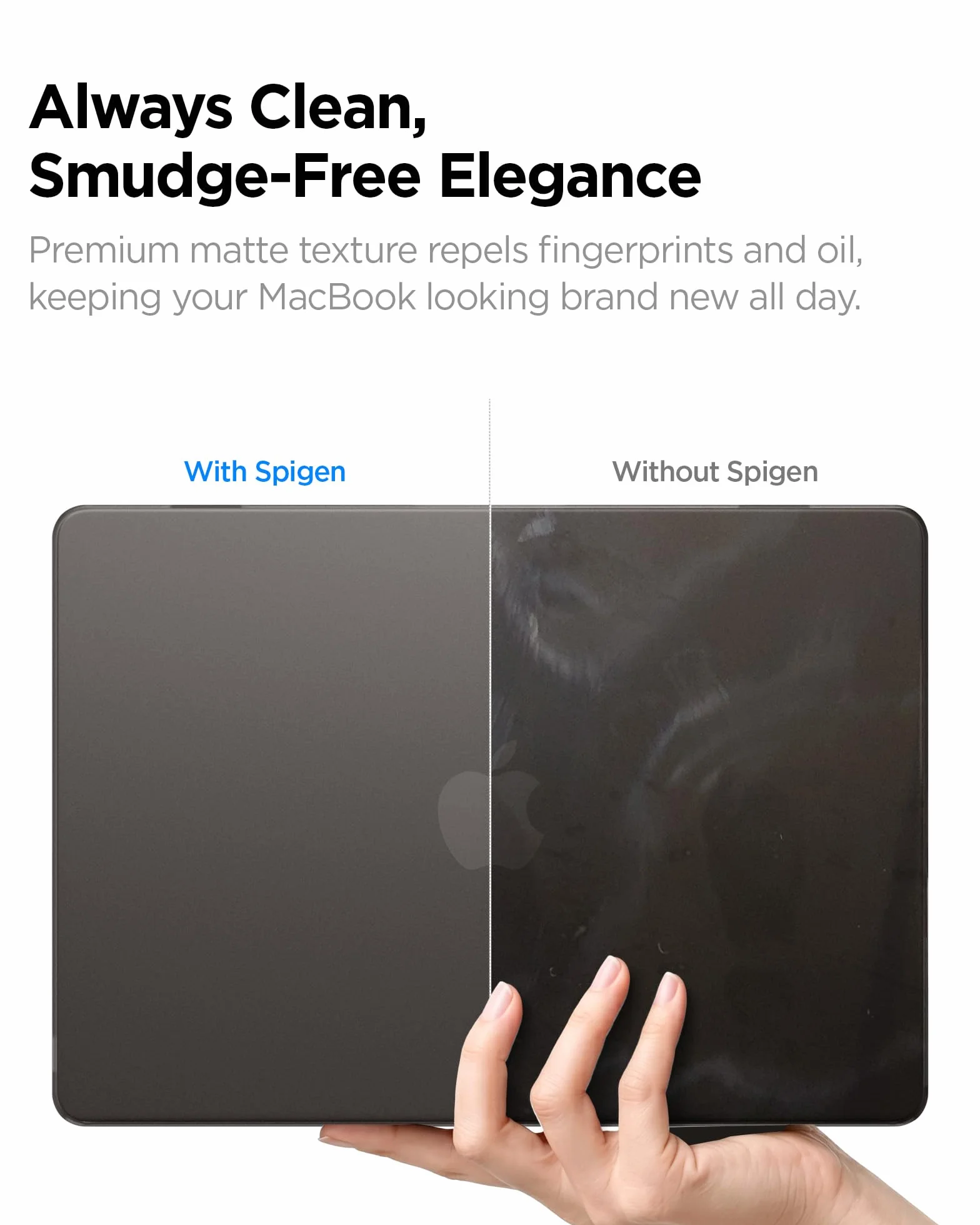 Spigen Air Skin Coque Rigide Transparent Compatible MacBook Air 13 M5 M4 M3 M2 2026-2022 Noir Givré