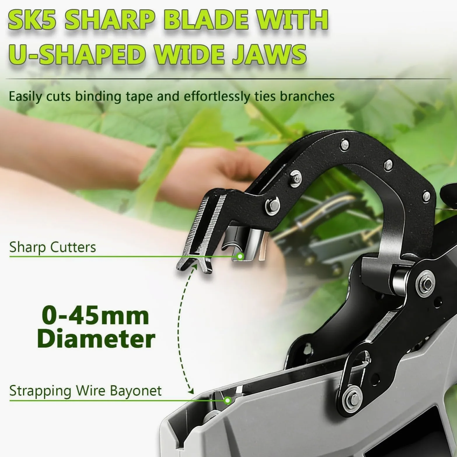 Outil de fixation sans fil pour plantes avec 2 fils, faisceau max 45 mm, pour jardiniers, agriculteurs, économise du temps