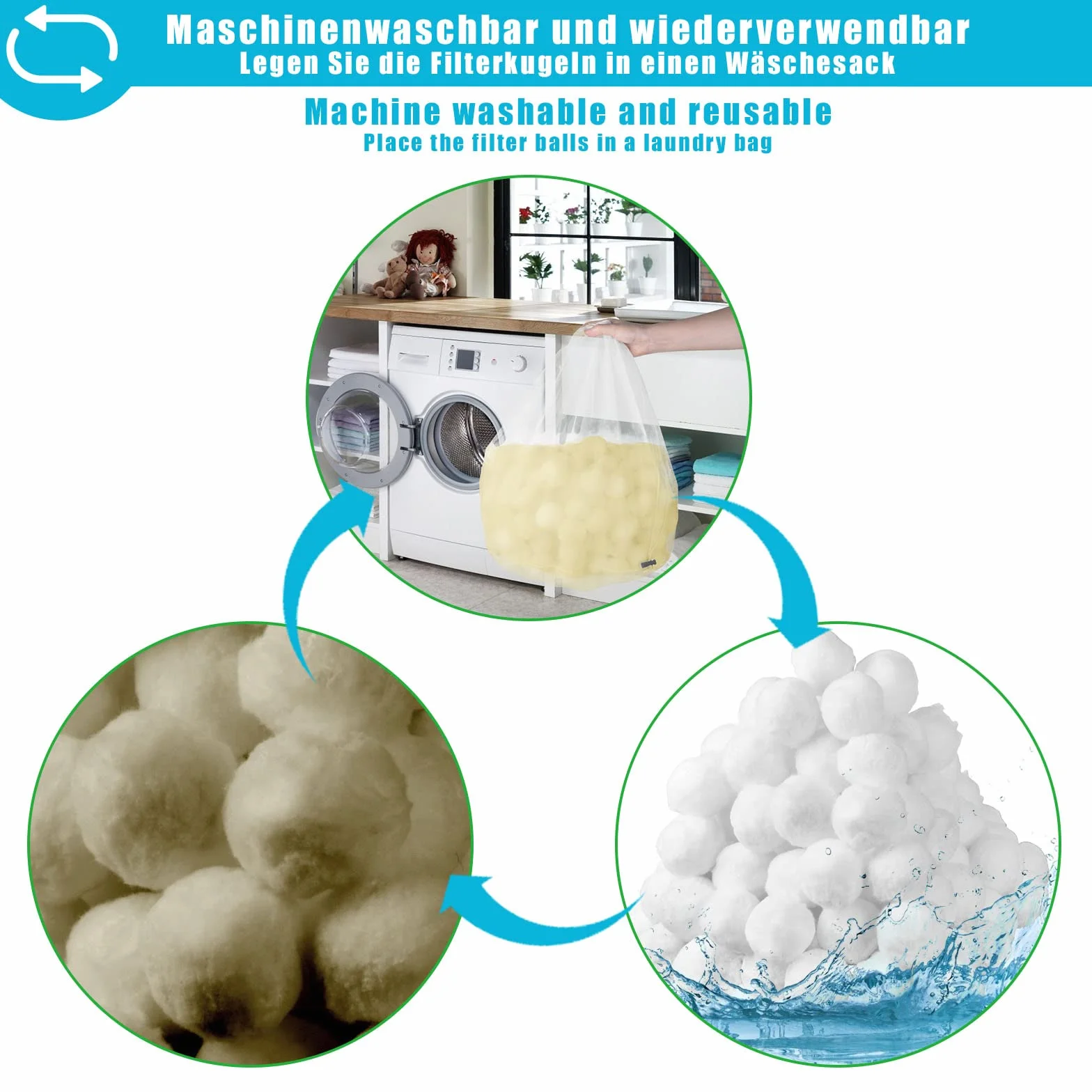 Balles Filtrantes 1500g Boules de Filtre de Piscine Remplace 54kg Sable Filtrant