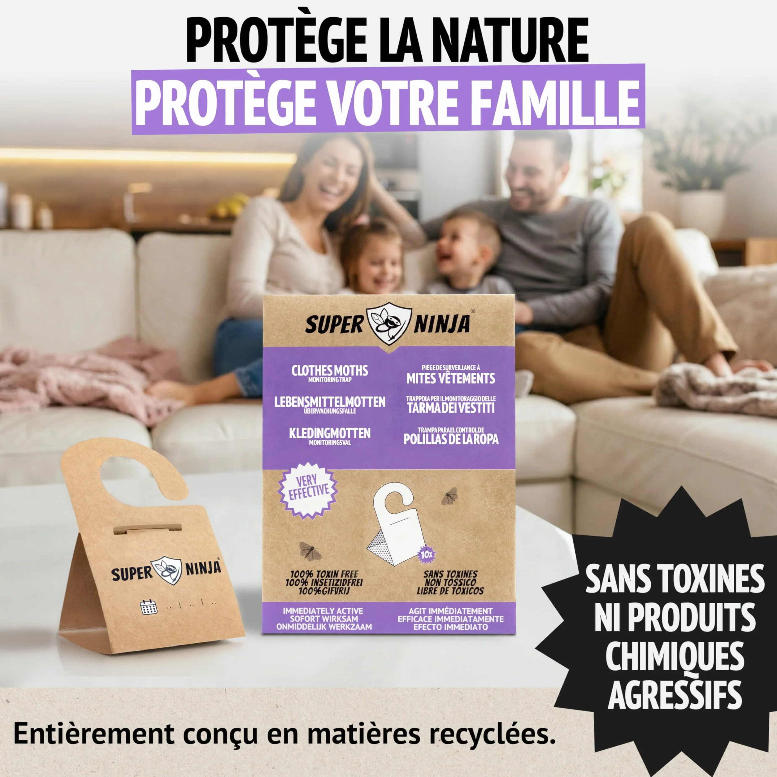 Piège Anti-Mites Textiles Lot de 10 – Anti-Mites Vêtements Penderie – Piège à Phéromones Armoire