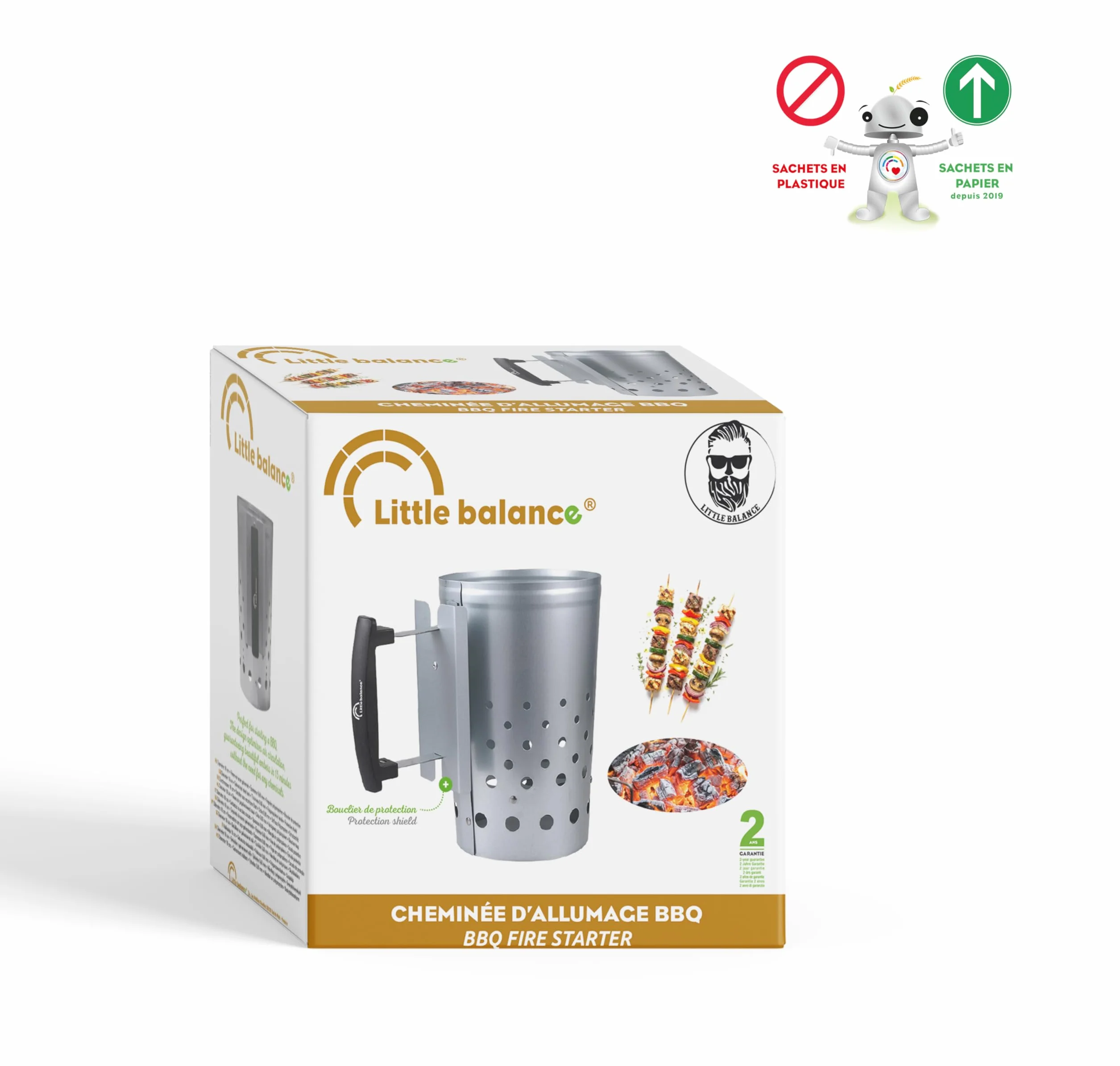Little Balance Cheminée d'allumage Starter Barbecue à Charbon Ø18 cm Acier