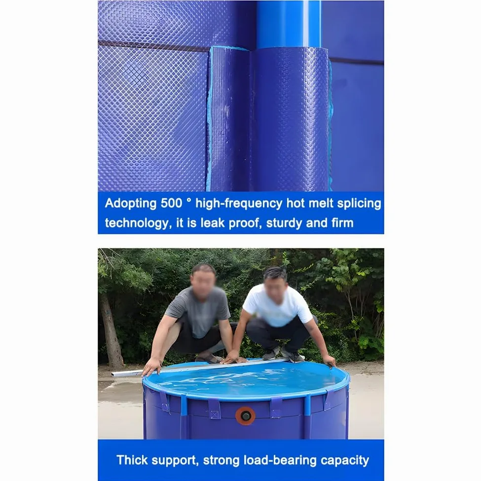 Bassin à poissons pliable en PVC pour carpes koï et aquatiques – Design rond épais durable pour une utilisation hors sol, idéal pour la décoration de jardin et les solutions d'irrigation