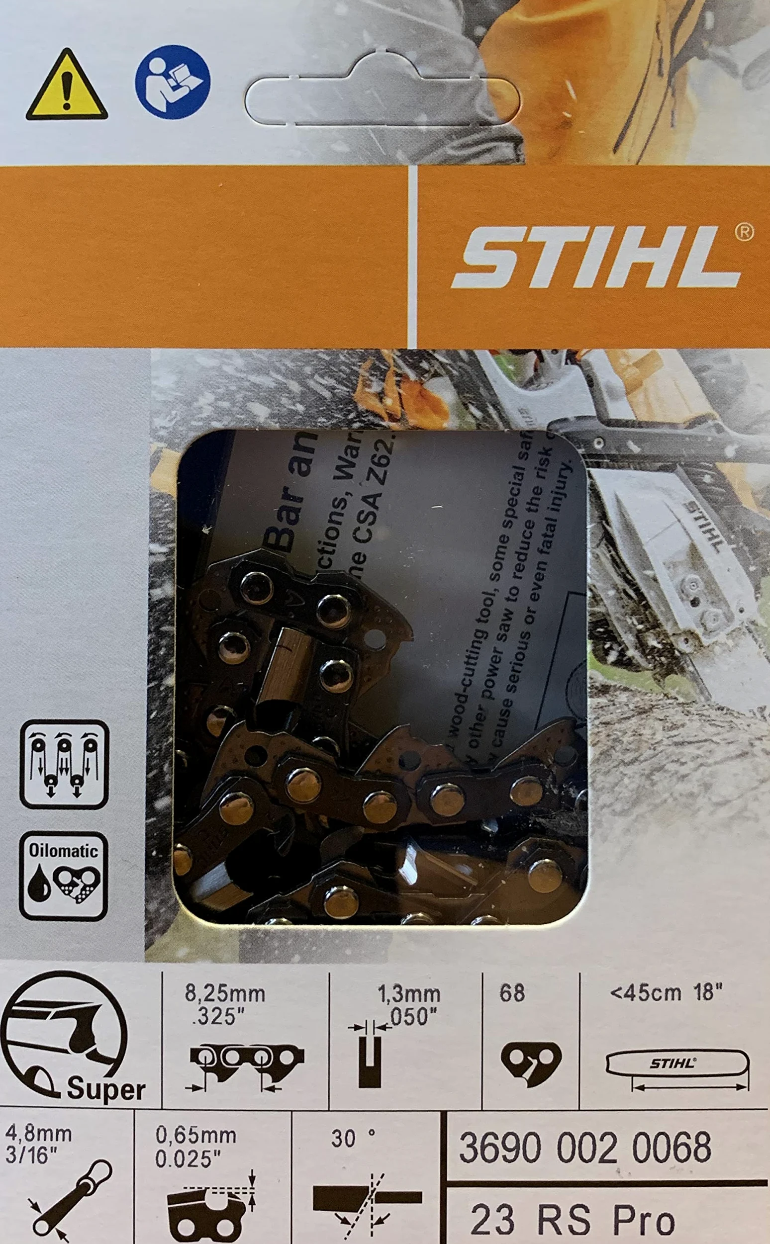 STIHL 23RS 68 Rapid Super Chaîne de tronçonneuse 45,7 cm Pas 0,325