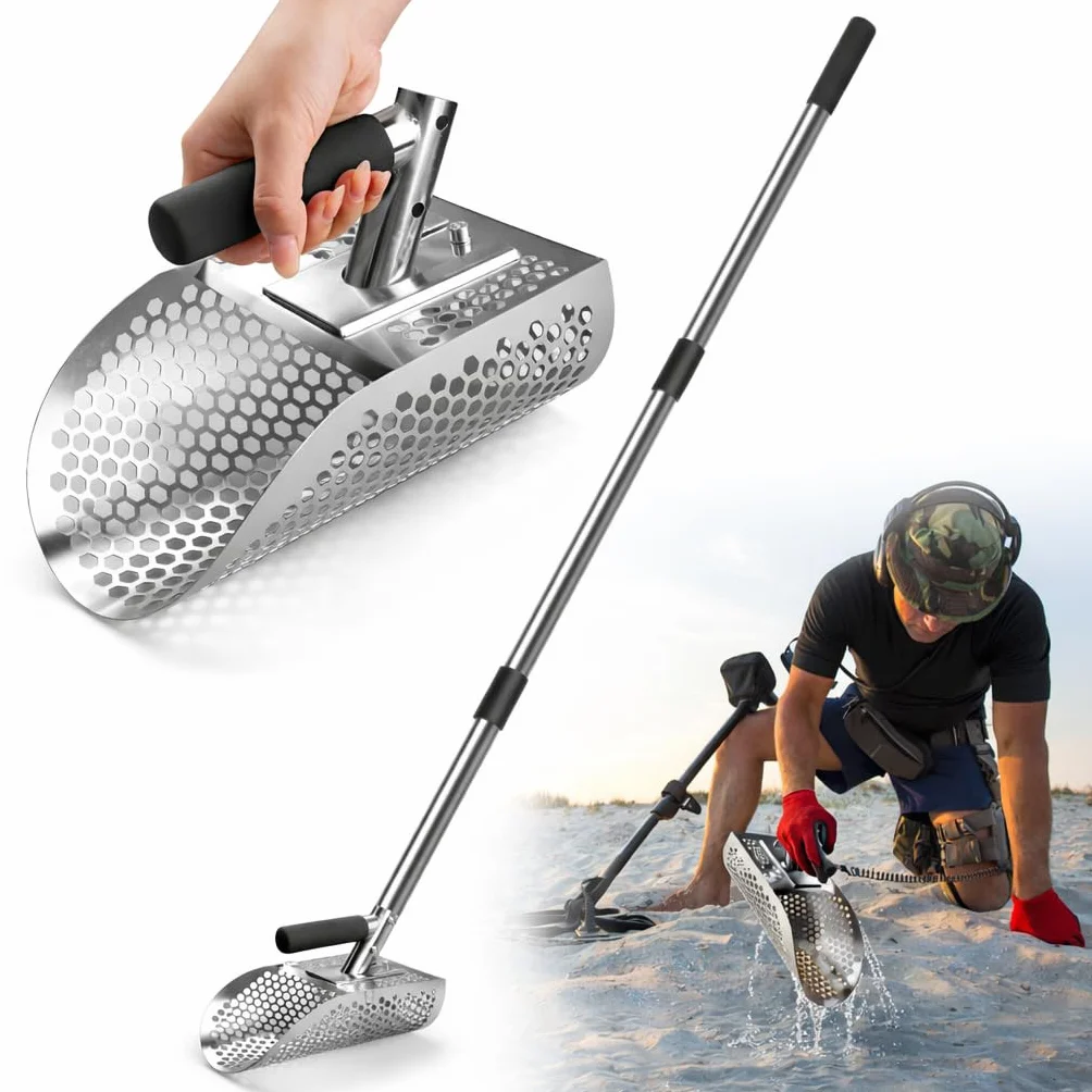 Pelle à Sable en Acier Inoxydable 304 pour Détection de Métaux, Manche Démontable 114cm, Anti-Rouille