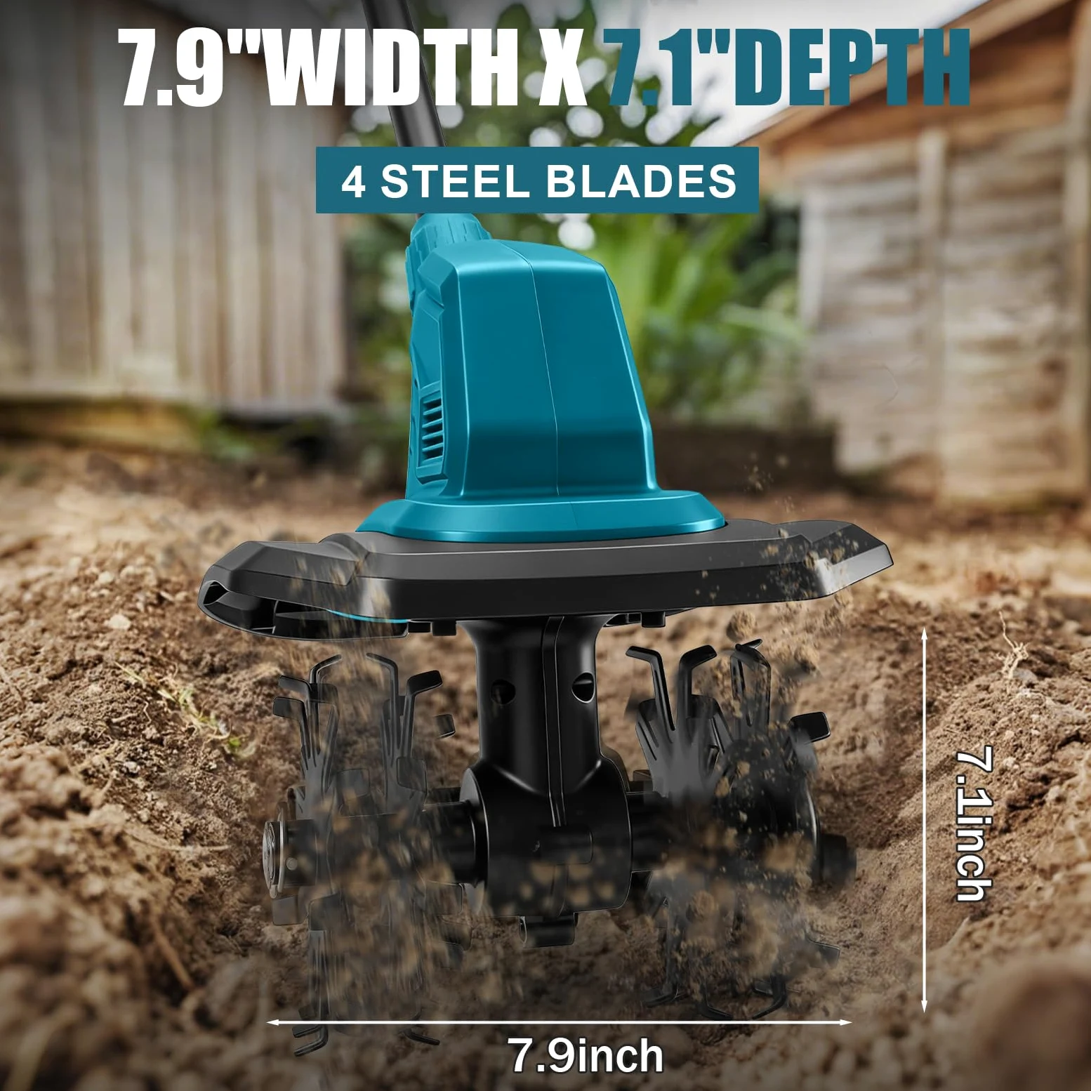 WingFly Motobineuse sans Fil pour Makita 18 V Batterie, Vitesse 387 TR/Min | 800 W motoculteur électrique, moteur sans balais, profondeur de travail 18 cm et largeur de travail 20 cm (sans batterie)