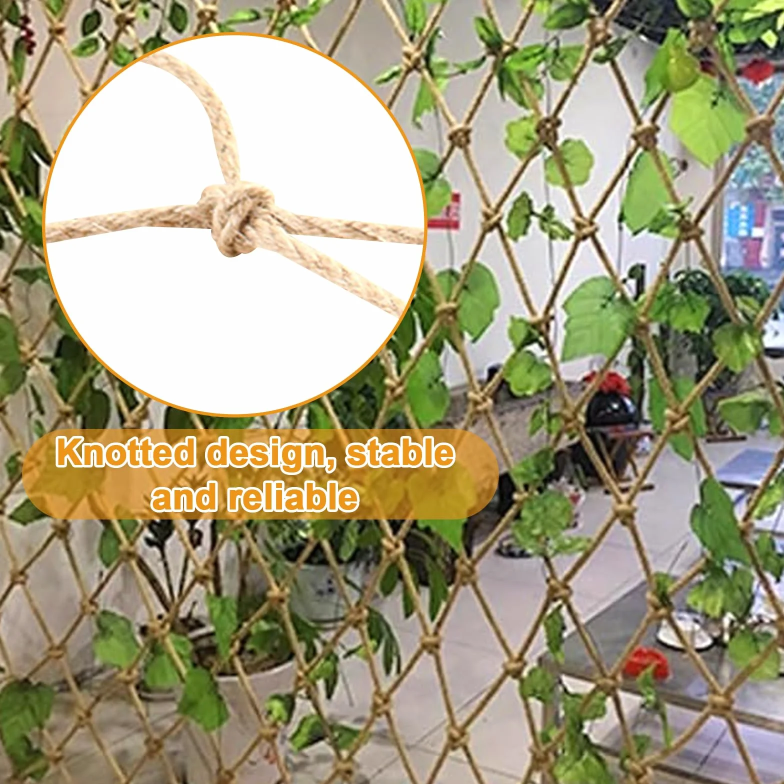 Filet de Support pour Plantes 2m x 5m en Toile de Jute Naturelle Biodégradable pour Pois, Haricots et Tomates
