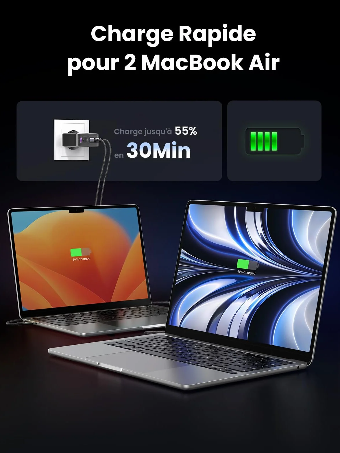 UGREEN Nexode 100W Chargeur USB C Rapide 4 Ports GaN Tech Compatible iPhone 17 Pro Max Air 16 15 14 13 12 Galaxy PPS 60W S26 S25 S24 Pixel 10 9 iPad MacBook