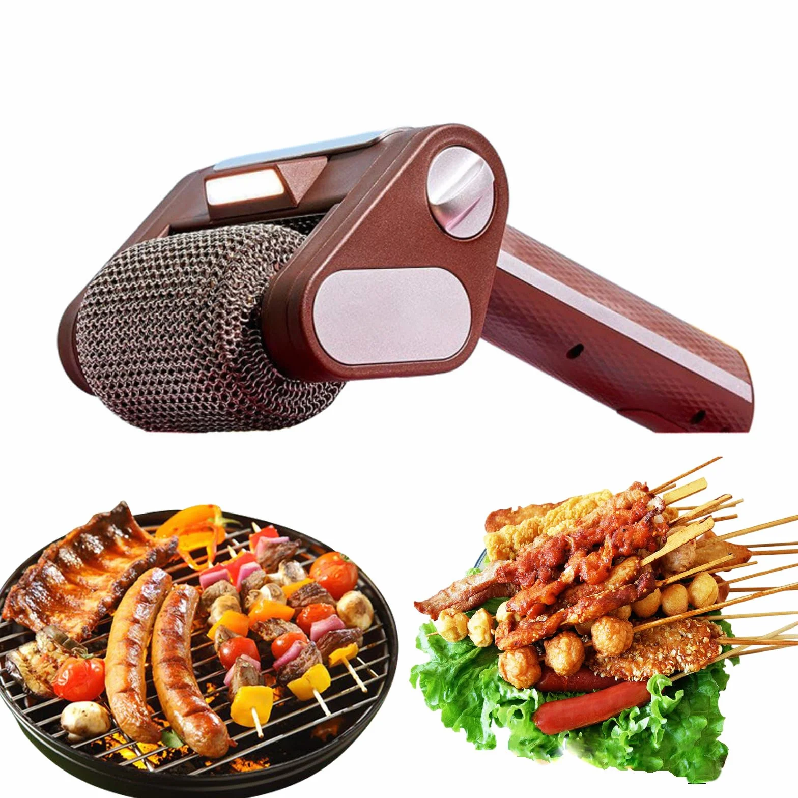 Saker Nettoyeur de barbecue électrique sans brosse en acier inoxydable amovible