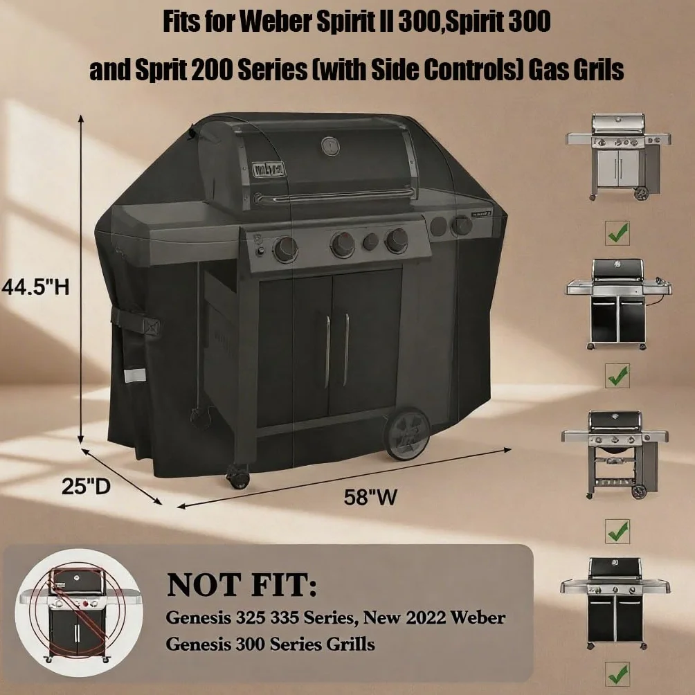 Housse de Barbecue 600D résistante imperméable Anti-UV pour Weber Genesis II LX série 300