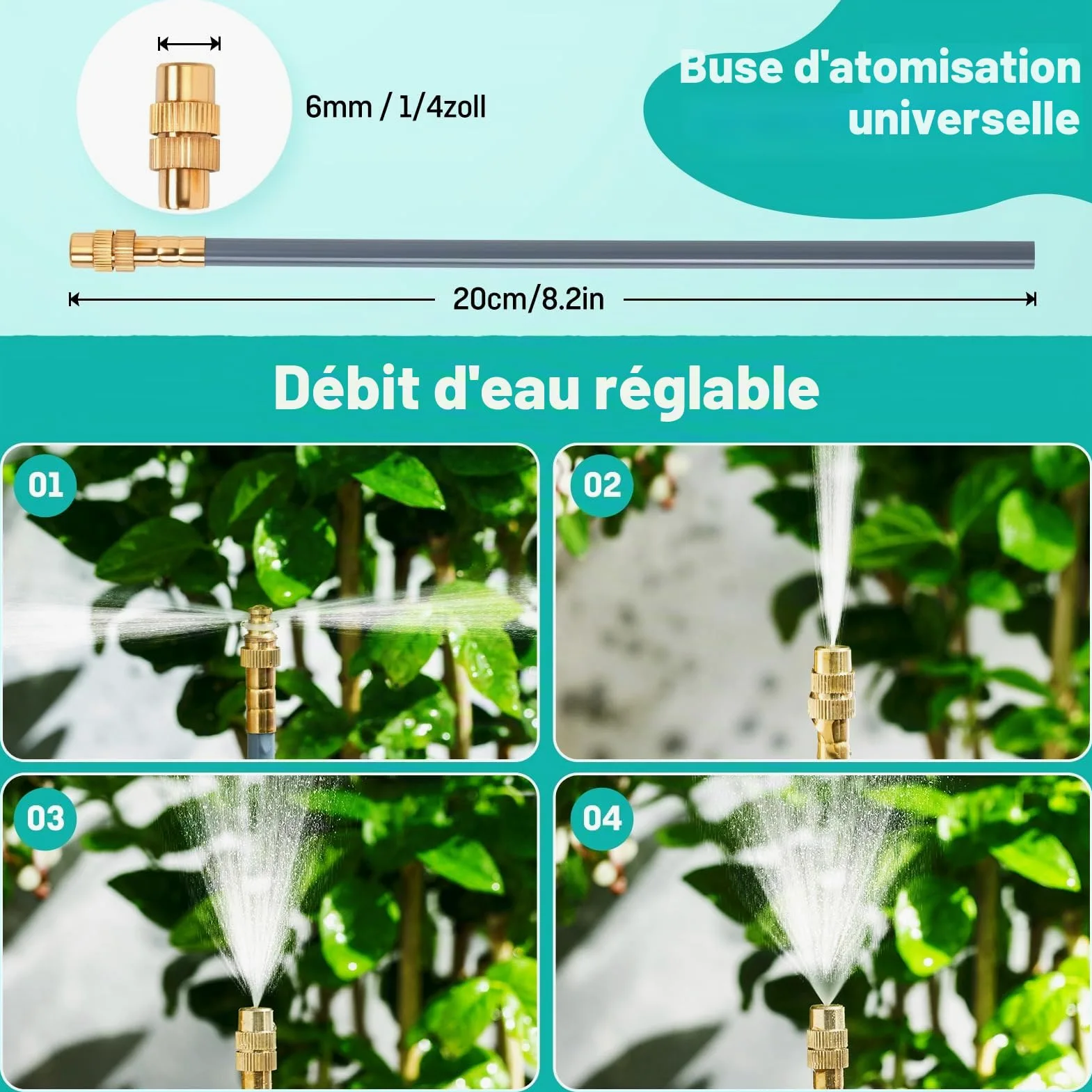 Système d'irrigation automatique de jardin à 360°, irrigation goutte à goutte avec contrôle précis du débit, système d'arrosage système de refroidissement pour serre, parterre surélevé, terrasse