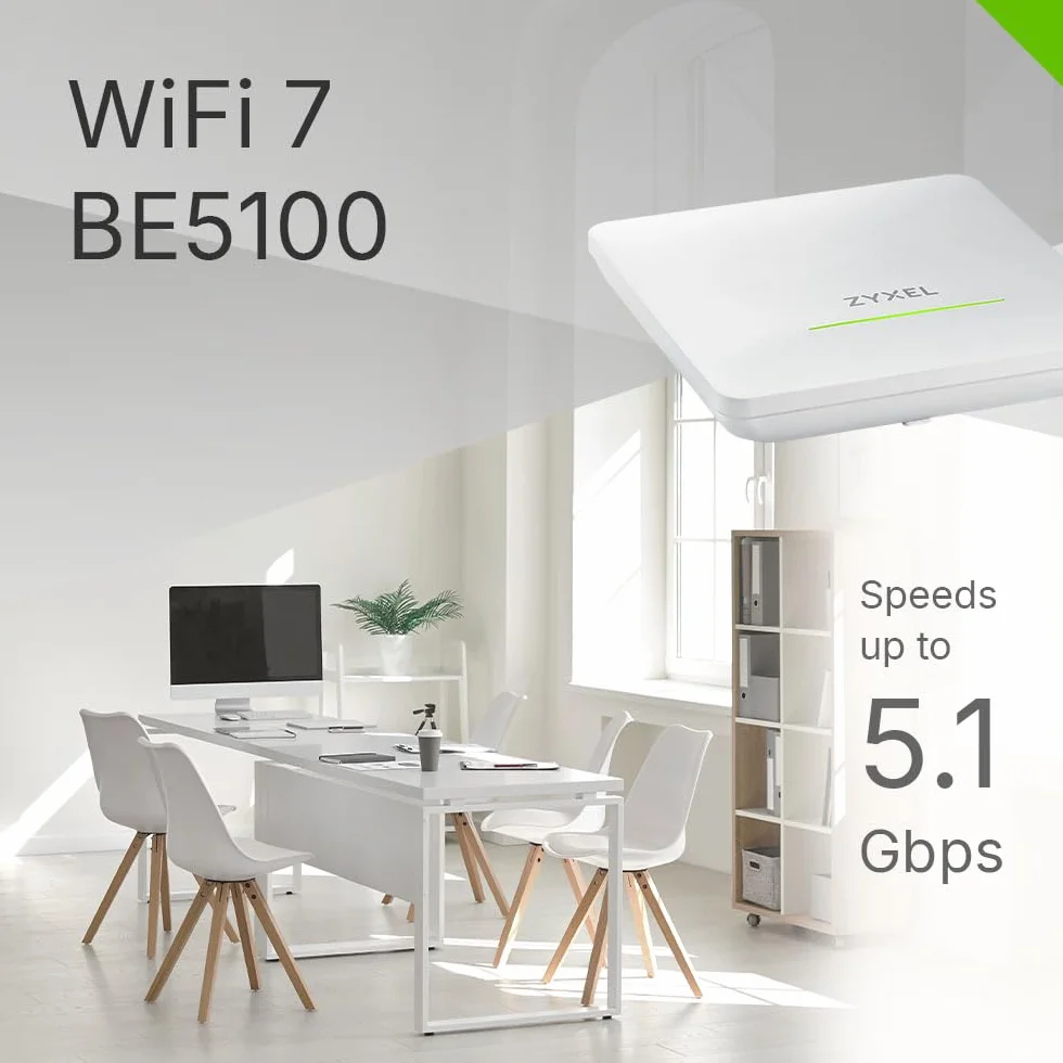 Zyxel NWA50BE Point d'Accès WiFi 7 BE5100 NebulaFlex Double Radio 4 Flux Smart Mesh MLO 2.5GbE