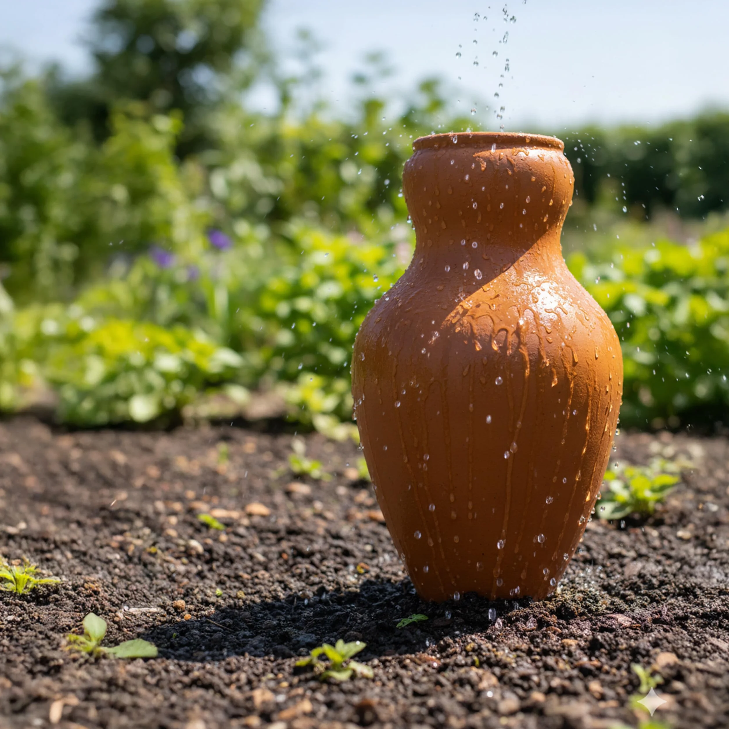 Relaxdays Olla 3l Céramique Arrosage Souterrain Potager Serre Pot Terre Cuite
