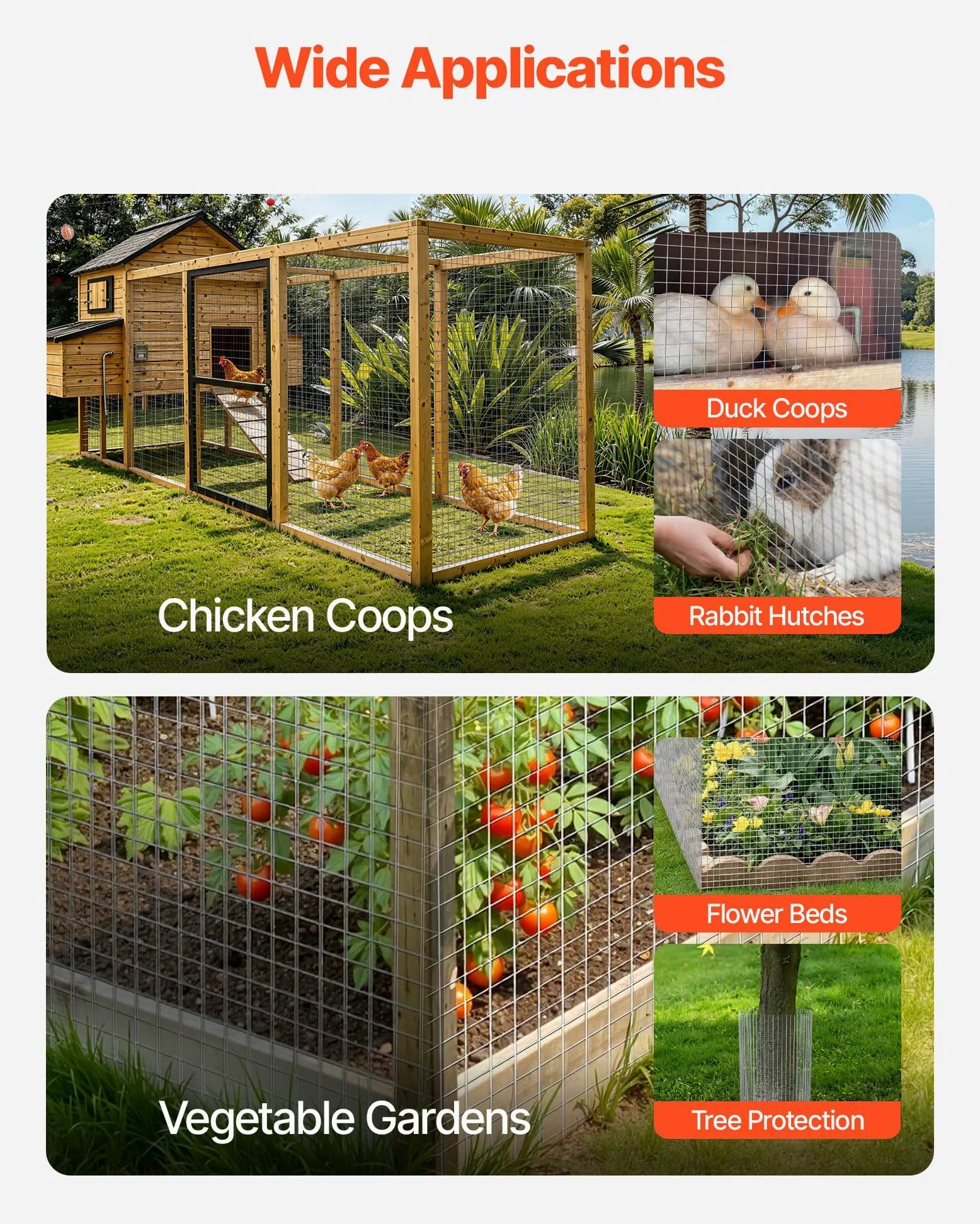 VEVOR Grillage Galvanisé Maille Carrée 12,7 mm, Grillage Soudé en Rouleau 1 x 20 m Diamètre de Fil Métallique 0,80 mm pour Clôture de Jardin, Enclos à Poules, Cages à Lapin, Protection de Plantes