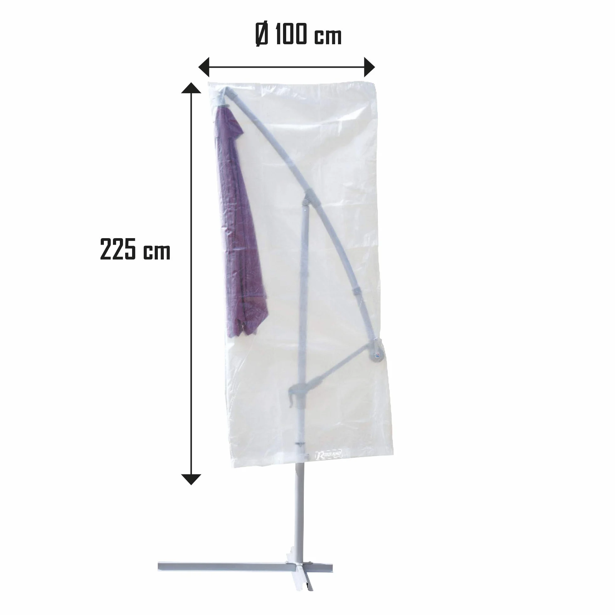 Ribiland Housse de Protection Pour Parasol Transparente 100 x 225 cm Résistante aux UV