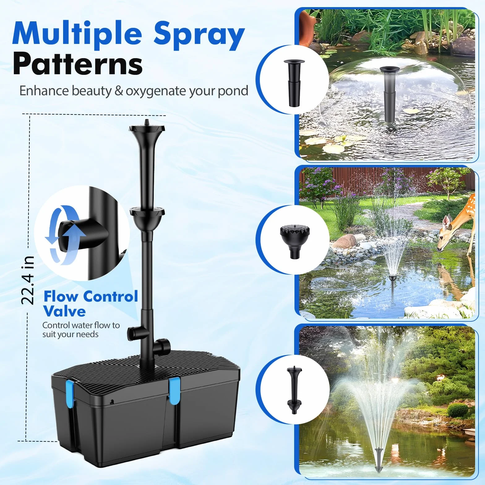 Pompe de bassin 50W avec filtre et kit de filtration immergée