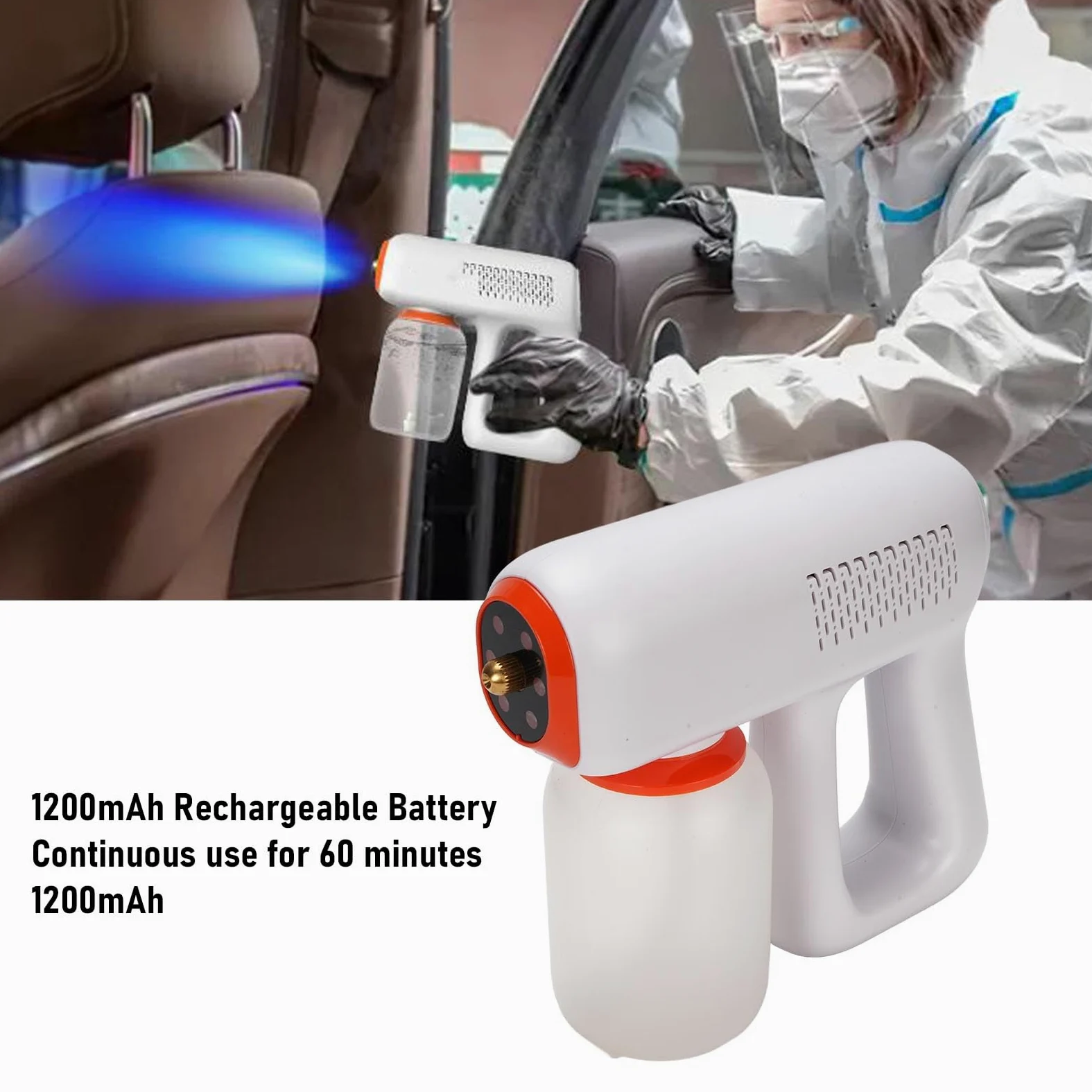 Pulvérisateur Atomiseur Sans Fil 1200mAh, Pistolet Électrique pour Barbier, Blanc