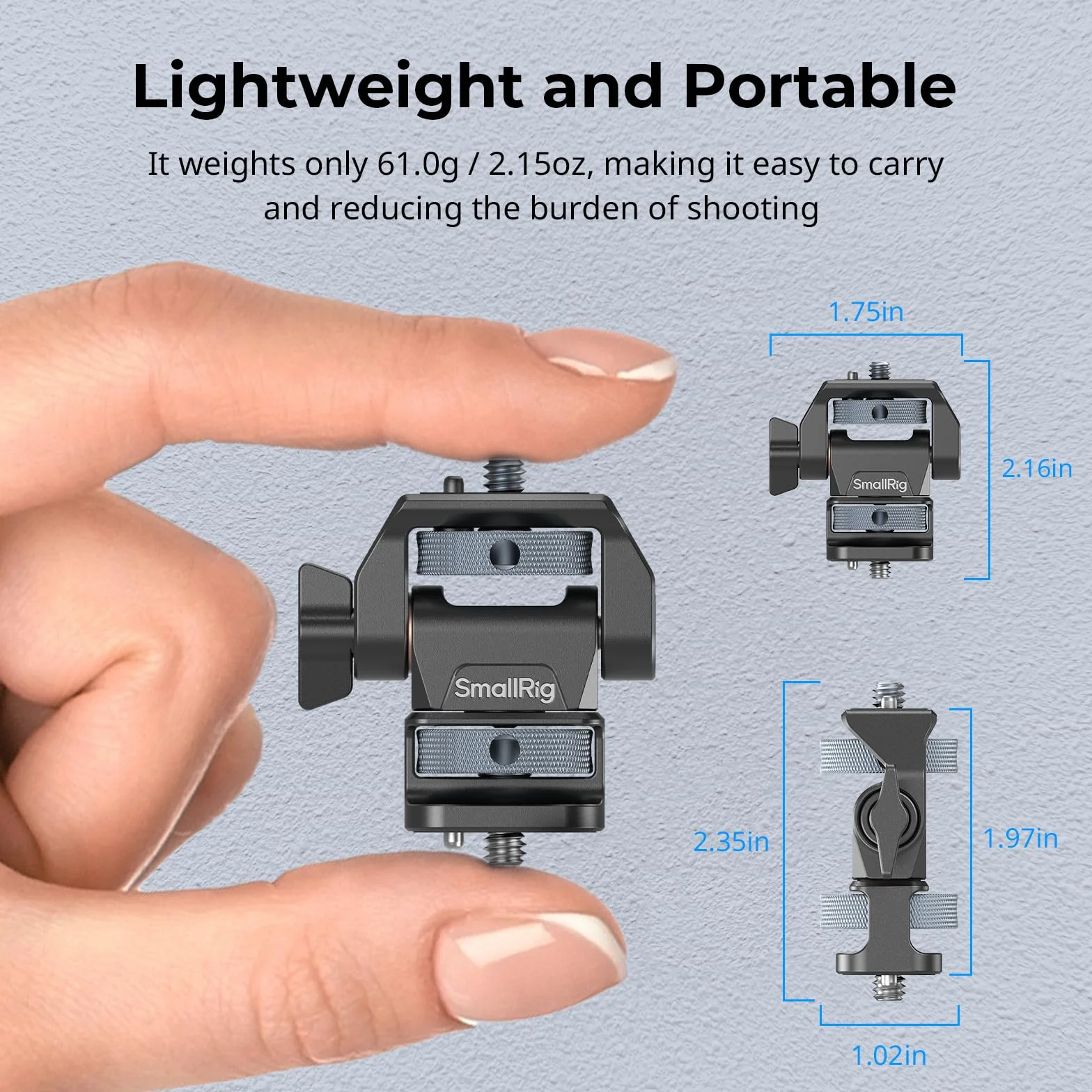 SMALLRIG Support Moniteur Réglable Pivotant 360° Inclinable 180° Vis 1/4" Anti-Torsion 4886