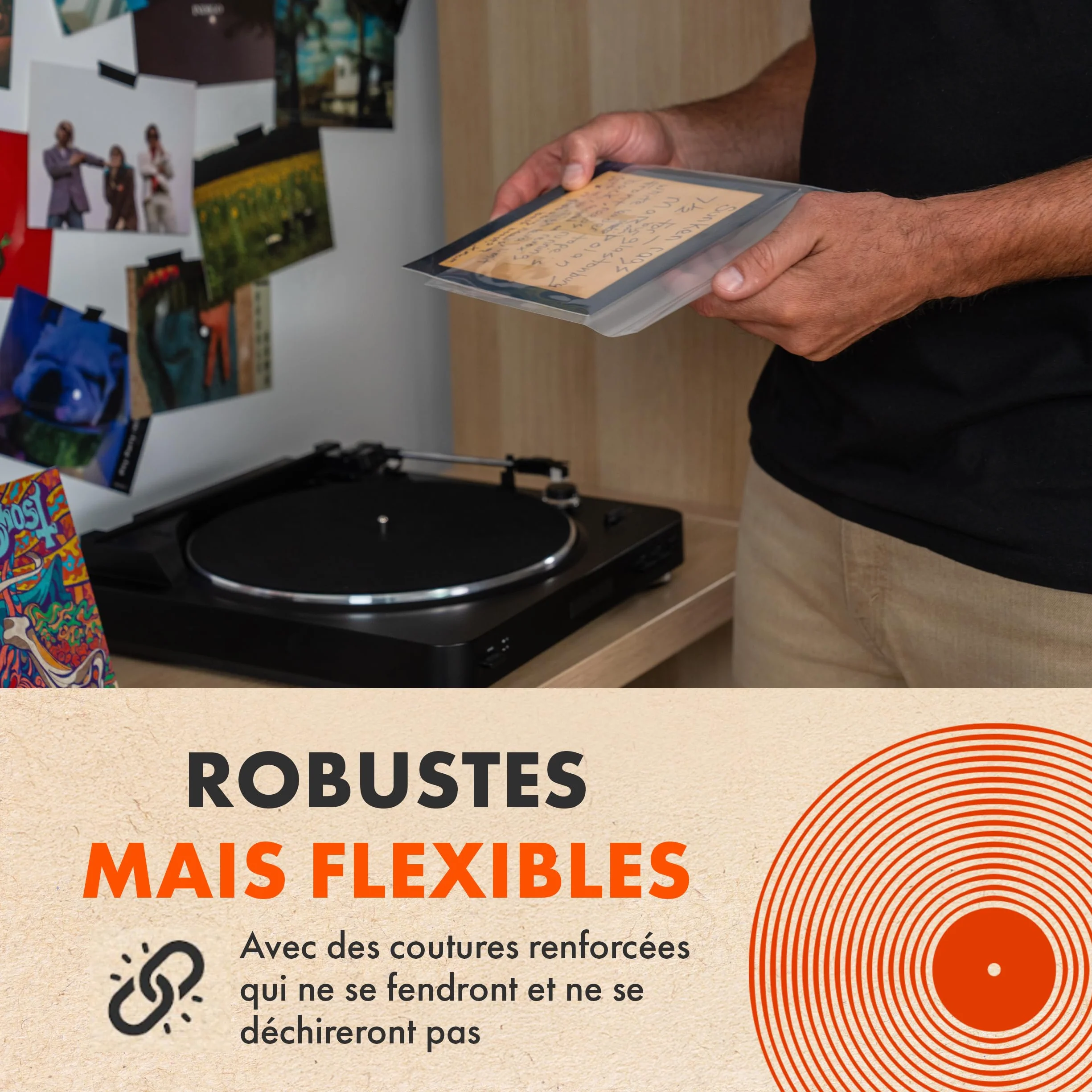 Spincare 50x 7 Pouces Pochettes extérieures Vinyle 45 Tours Protection UV Pochette Plastique Vinyle résistante qualité archivage pour disques 7”