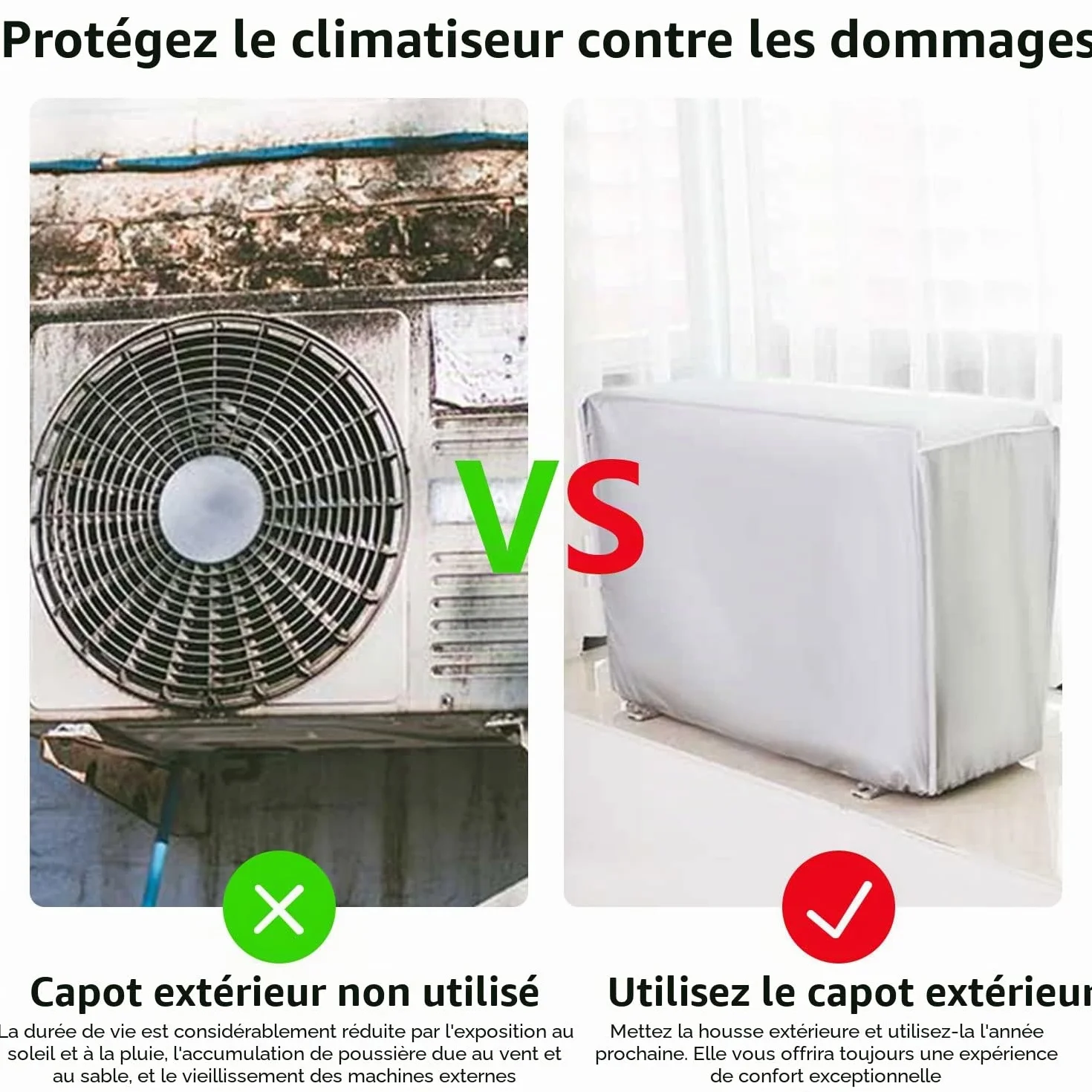 Housse Climatiseur Extérieur Imperméable Anti Poussière 80x28x54cm