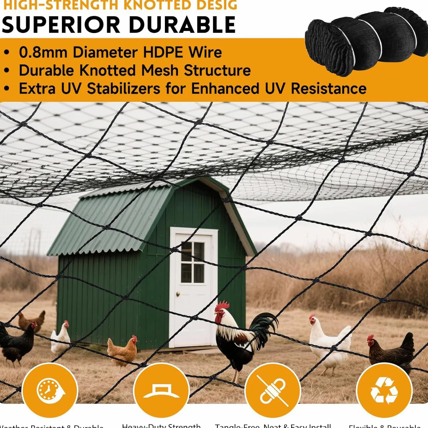 NEWFUN Filet Anti Oiseaux,Filet Voliere,(15m x 30m),25mm, Filet tissé Extra Fort, Protégez Arbres Fruitiers Et Les Légume des Dommages Causés