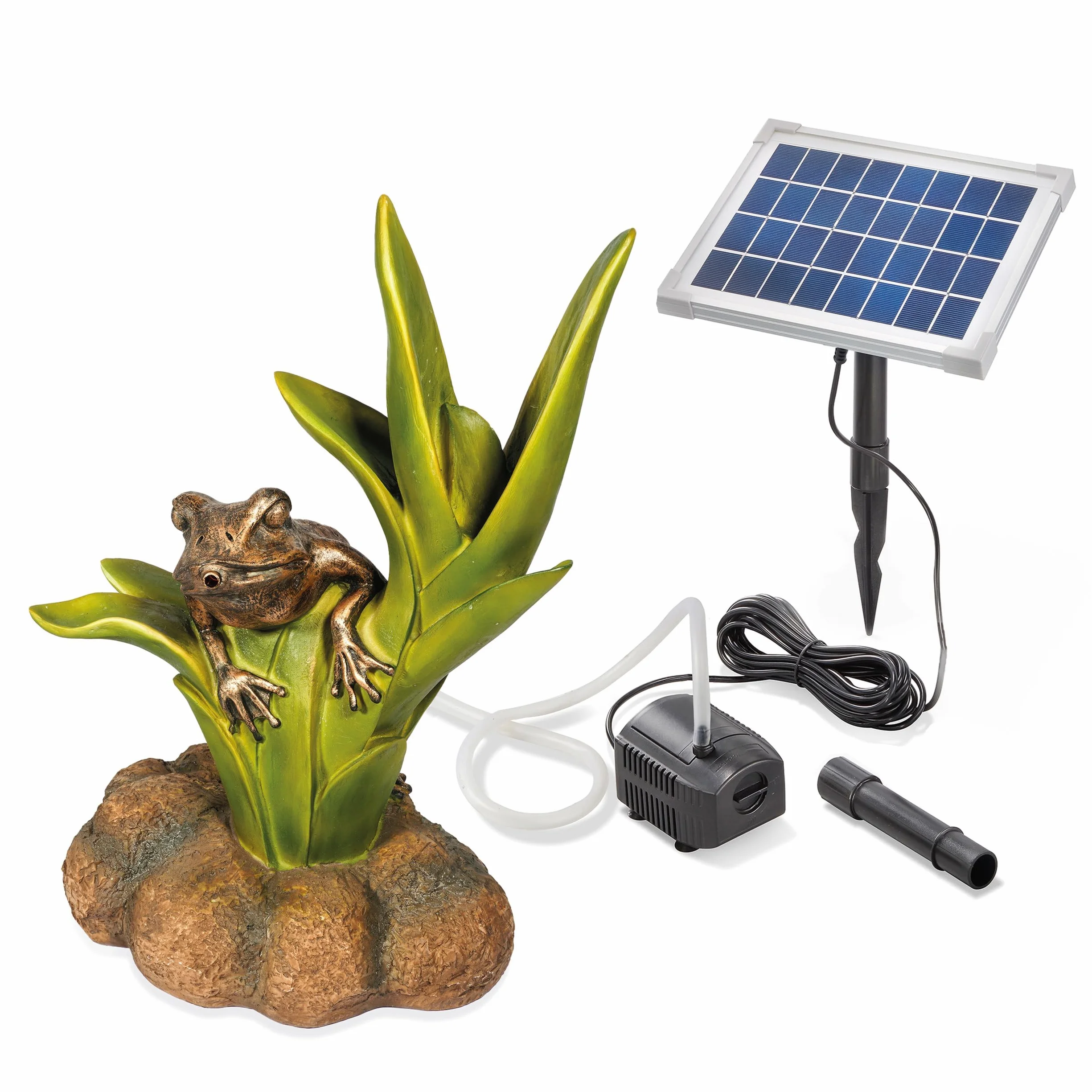 Esotec fontaine solaire grenouille assise statue jardin pompe submersible 22 cm