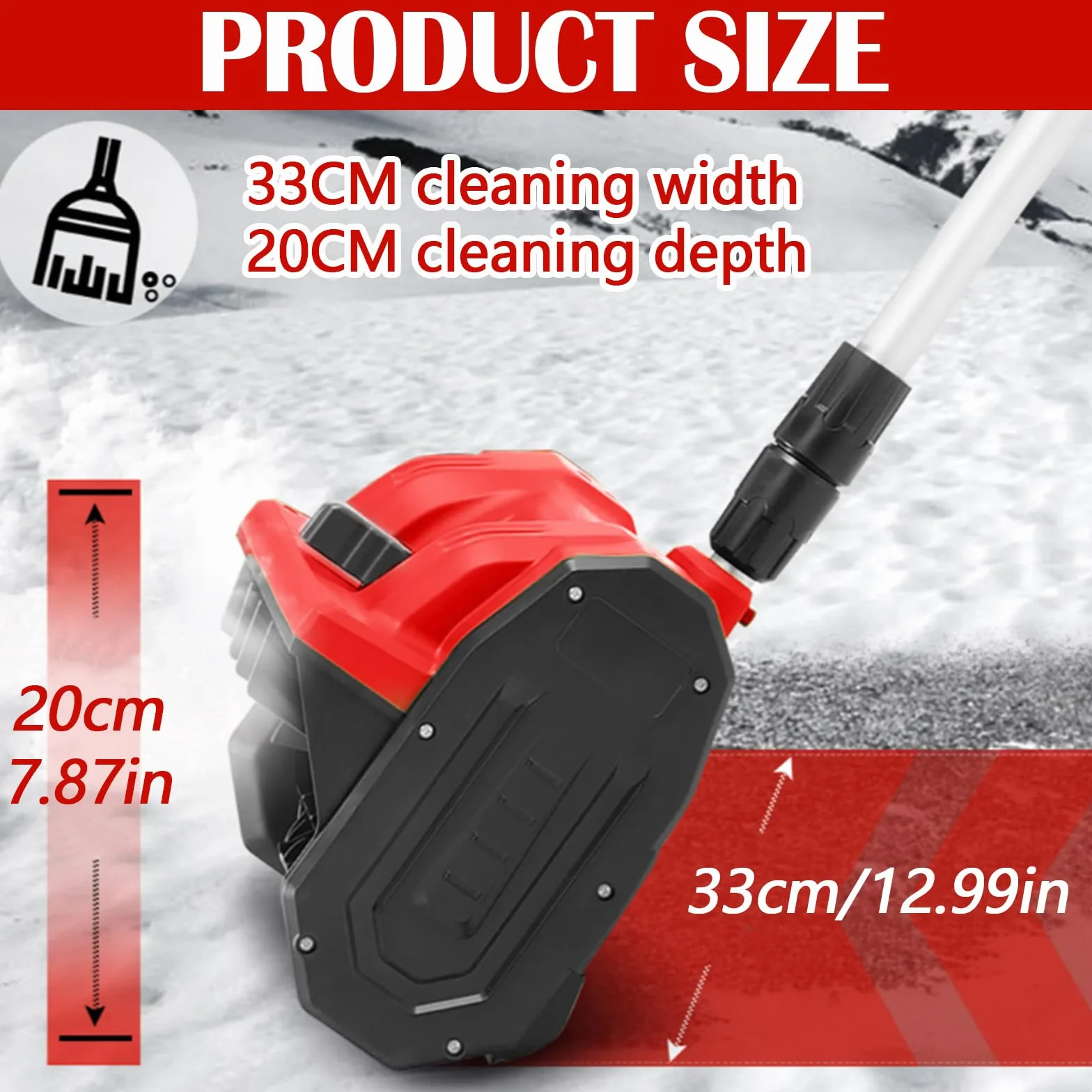 Souffleuse à Neige 1000W 21V Li-ION Direction Projection Réglable 0-33000 TR/Min 8M 34cm