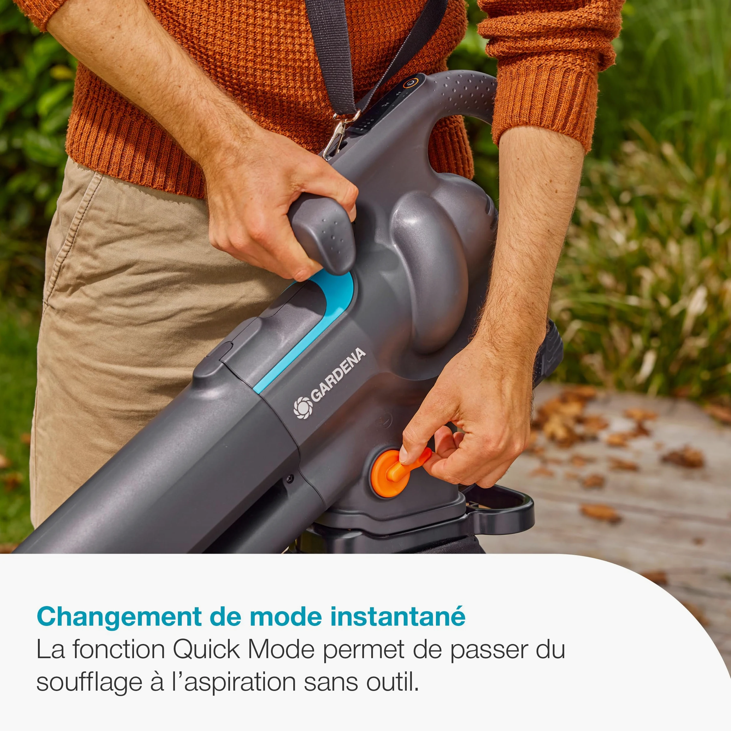 Gardena Aspirateur souffleur broyeur 3-en-1 PowerJet Collect 18V P4A - sans chargeur ni batterie: Flux d’air puissant , Changement de mode rapide , Vitesse réglable , Sac de ramassage (14895-55)