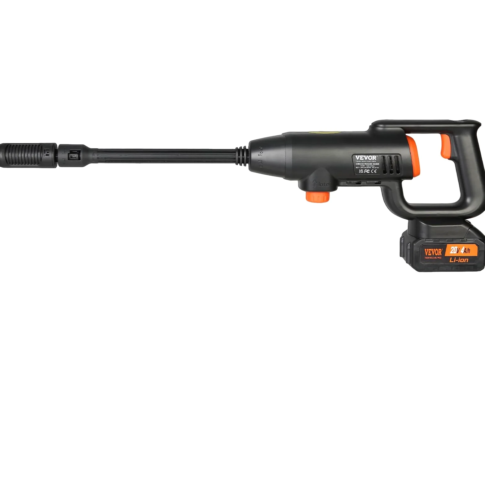 VEVOR Nettoyeur Haute Pression sur Batterie sans Fil 21 V Nettoyeur Haute Puissance Portable 580 PSI 40 bar Laveuse Électrique 4 L/min Batterie 4,0 Ah Chargeur pour Nettoyage Terrasse Jardin Voiture