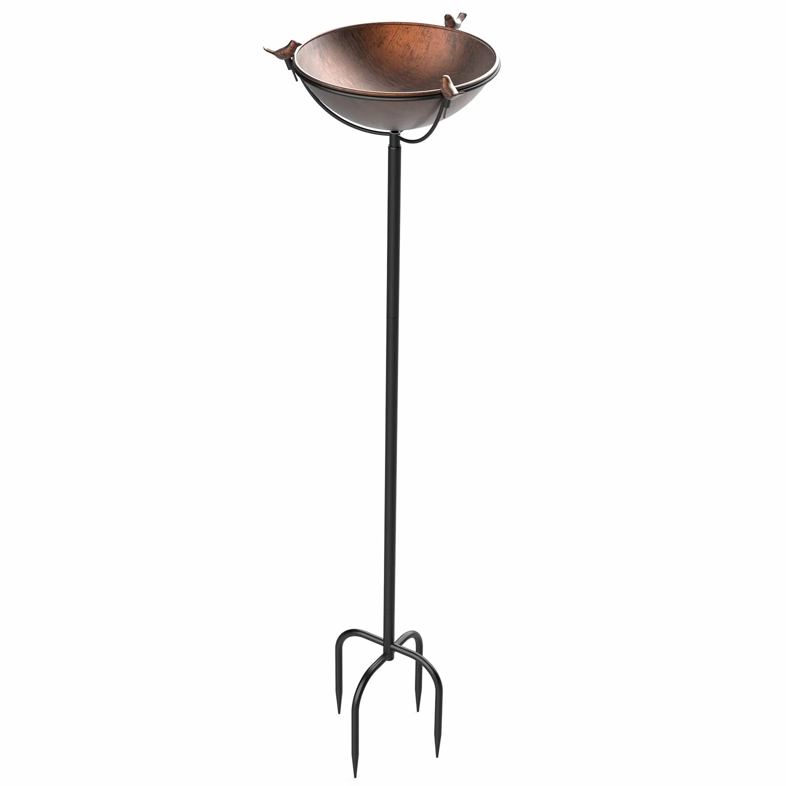 Bain Oiseaux sur Pied en Métal 26x109 cm Abreuvoir Oiseaux Exterieur Mangeoire Plateau Réglable Hauteur Jardin Balcon Bronze