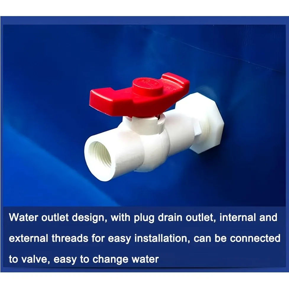 Bassin à poissons en toile PVC avec valve de vidange – Piscine pliable pour l'élevage de carpes koï, l'irrigation du jardin, le stockage de l'eau – Fontaine extérieure durable