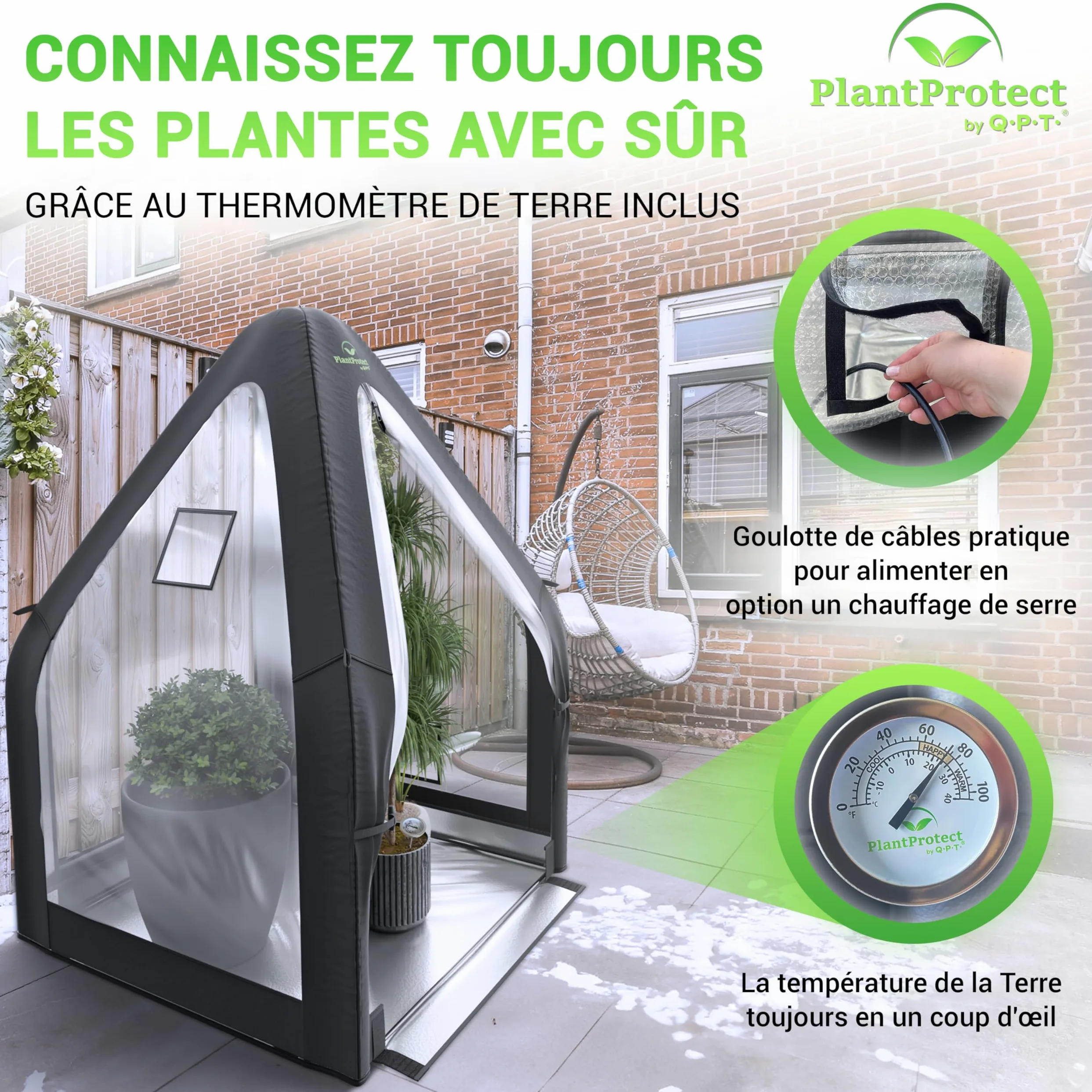 Q.P.T. Serre d'hiver pour Plantes en bac - matériau PVC résistant pour la Protection Contre Le Gel, Le Vent et la Pluie, Montage Facile
