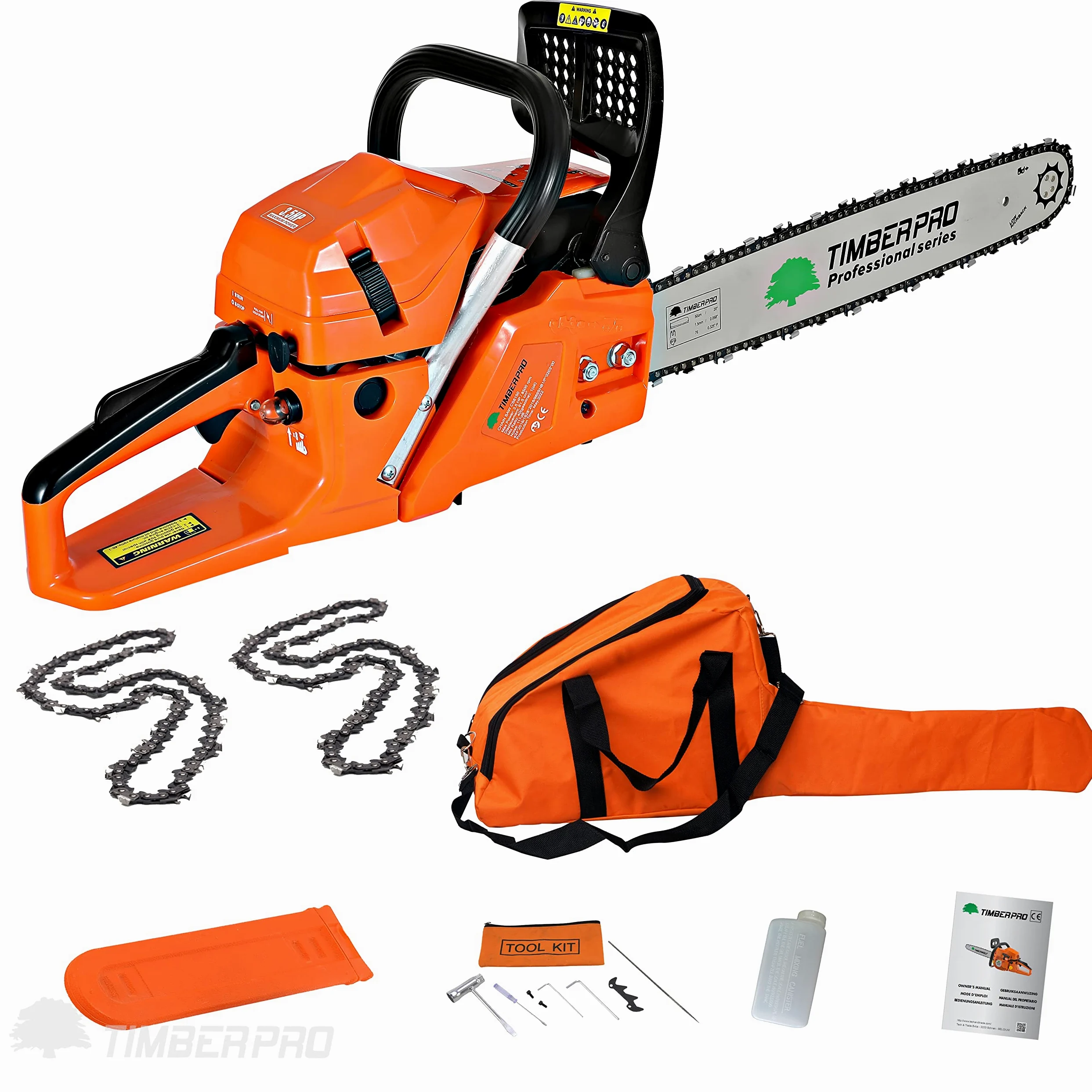 Tronçonneuse Thermique 62 cm3 guide 50 cm avec 2 chaines + housse de transport