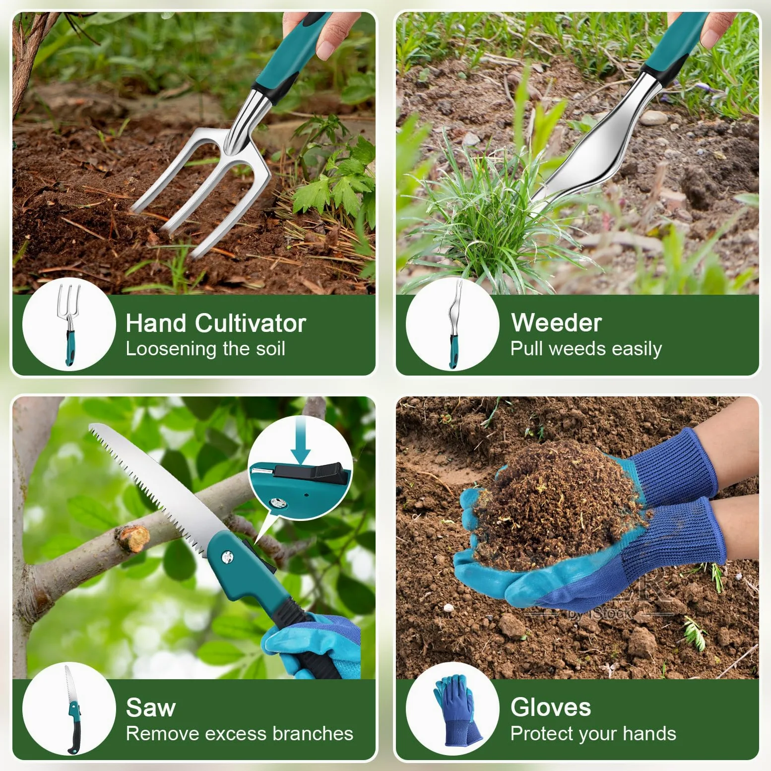 Lot de 22 outils de jardinage | Outils de jardin avec organiseur d'outils de jardin, sac à main, kit cadeau de jardin idéal pour les femmes et les hommes