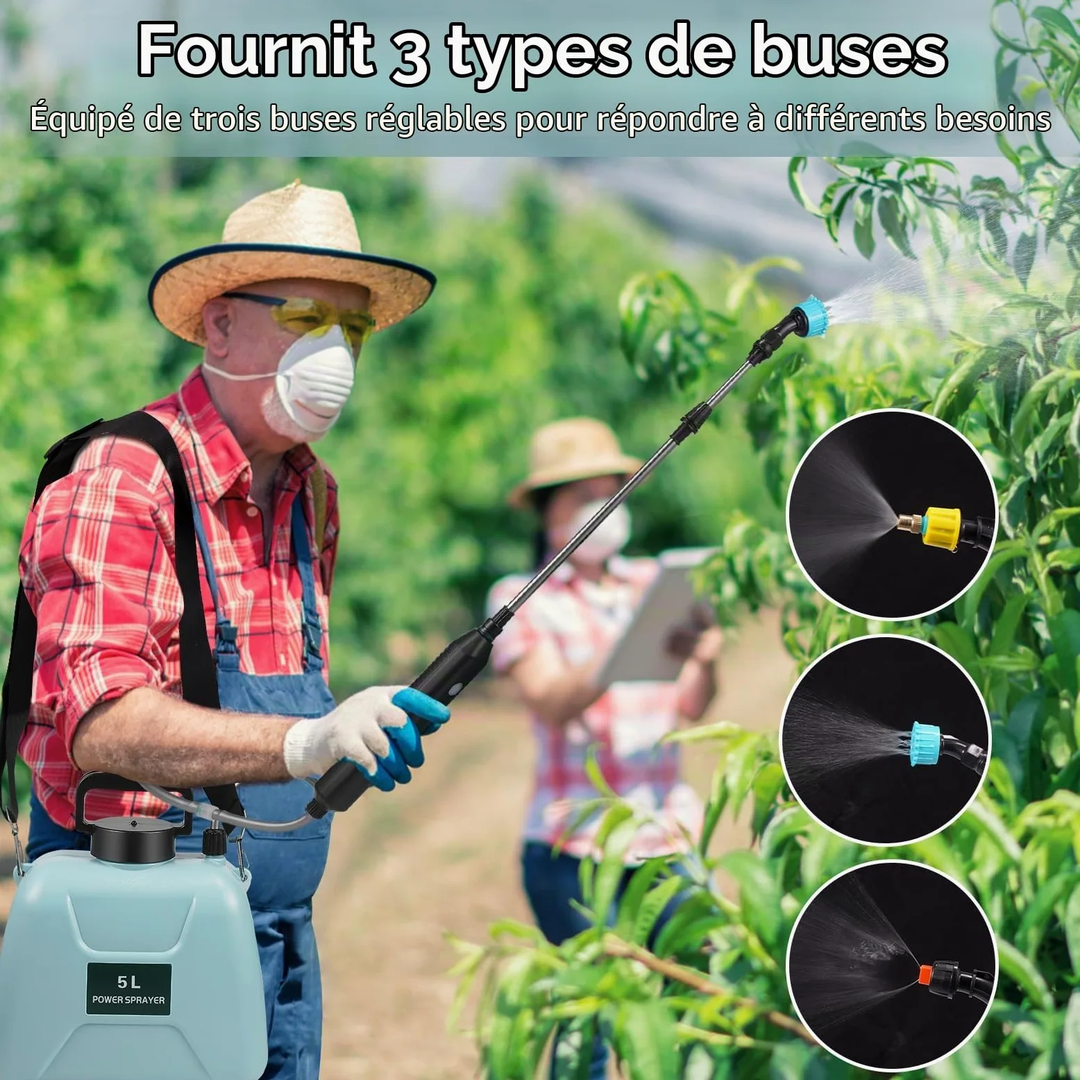 PulvéRisateur à Pression sans Fil de 5 L PulvéRisateur éLectrique, PulvéRisateur de Jardin avec Lance d’Arrosage et BandoulièRe RéGlable, pour la Protection des Plantes de Jardin