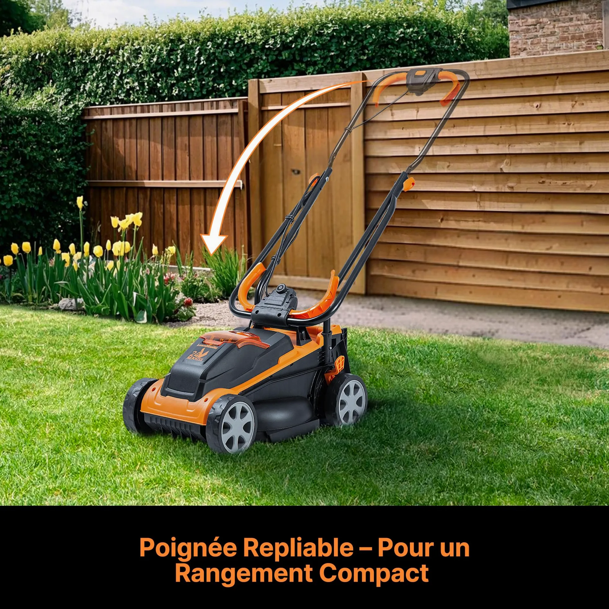 LawnMaster CLM2432K Tondeuse à Gazon Faucille sans Fil 24 V 32 cm Largeur de Coupe, 150 m², Hauteur de Coupe 25-65 mm, avec Batterie 4,0 Ah + Chargeur