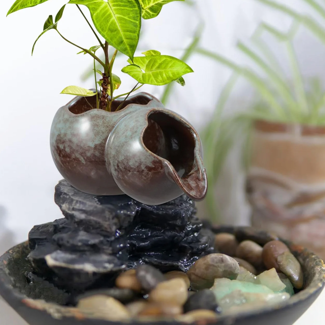 Abaodam Élégante fontaine de rechange pour petits étangs de jardin intérieur extérieur accessoire bec U pot céramique hydroponique