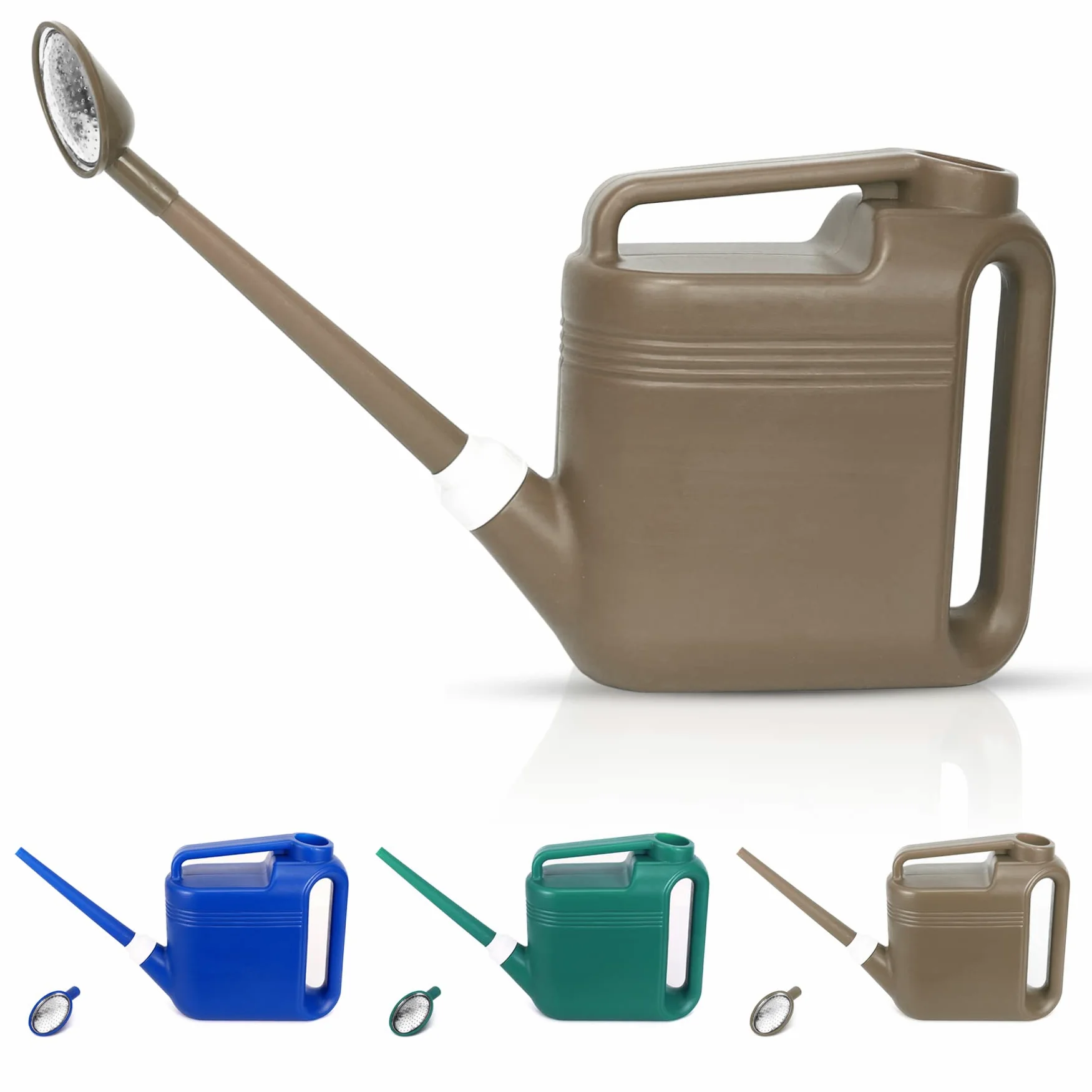 Arrosoir de 5,5 gallons pour plantes d'extérieur et d'intérieur, grand arrosoir de jardin léger et capacité de 5,5 L, arrosoir en plastique avec long bec et tête d'arrosage amovible en métal, gris
